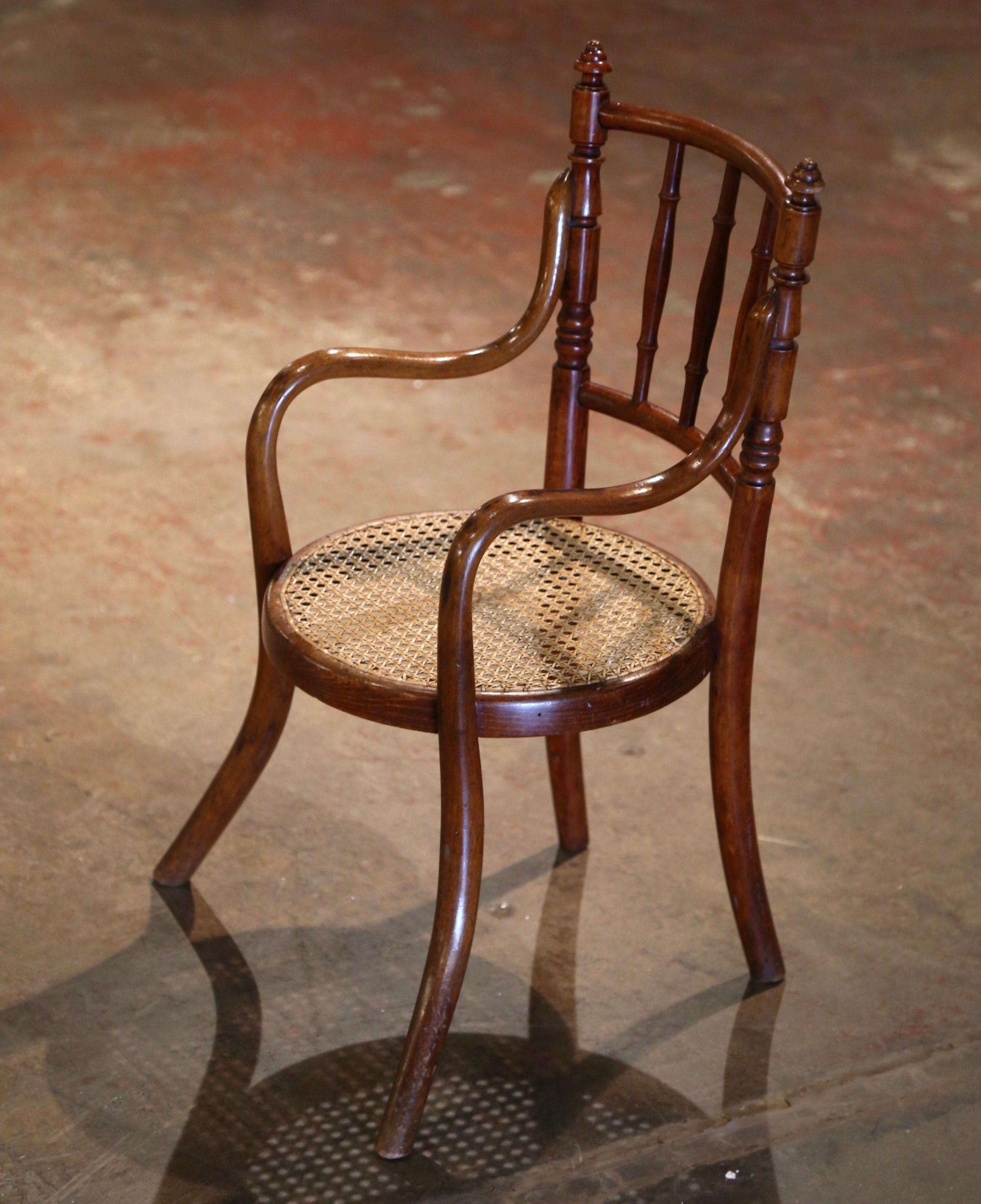 Early 20th Century French Bentwood and Cane Child Armchair Thonet Style For Sale 1