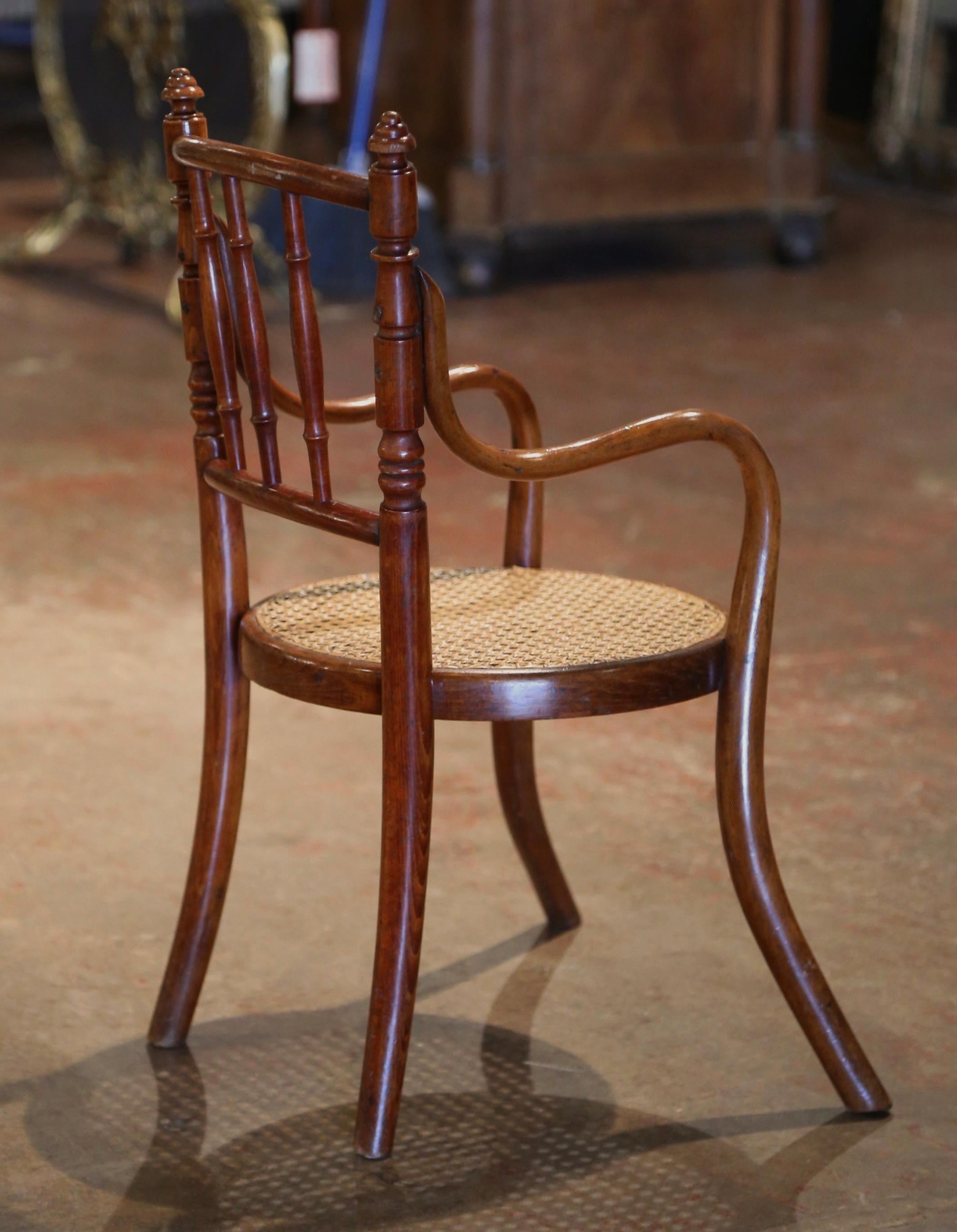 Early 20th Century French Bentwood and Cane Child Armchair Thonet Style For Sale 2