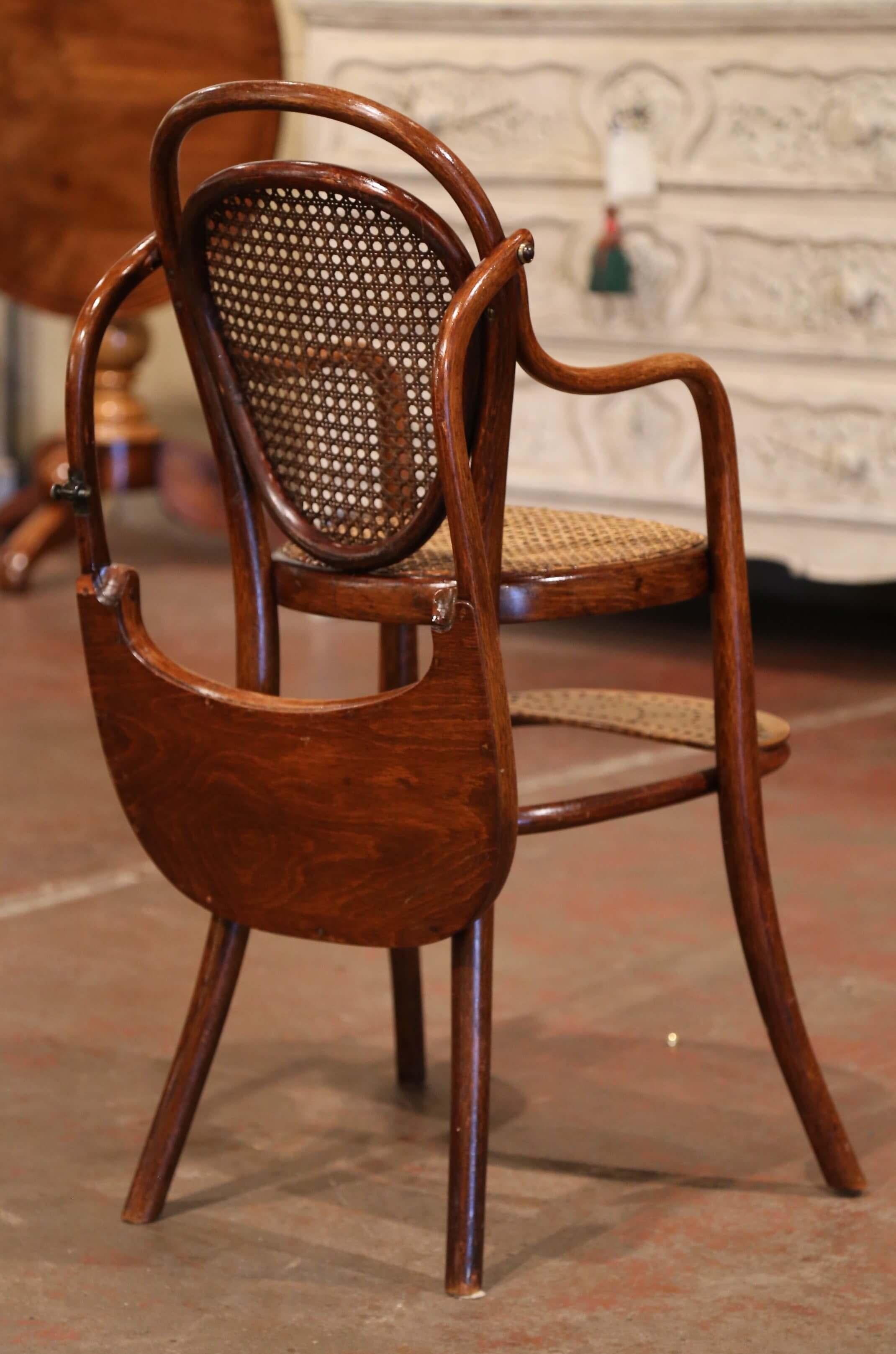 Early 20th Century French Bentwood and Cane High Baby Chair by M. Thonet For Sale 6