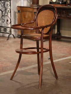 Early 20th Century French Bentwood and Cane High Baby Chair by M. Thonet