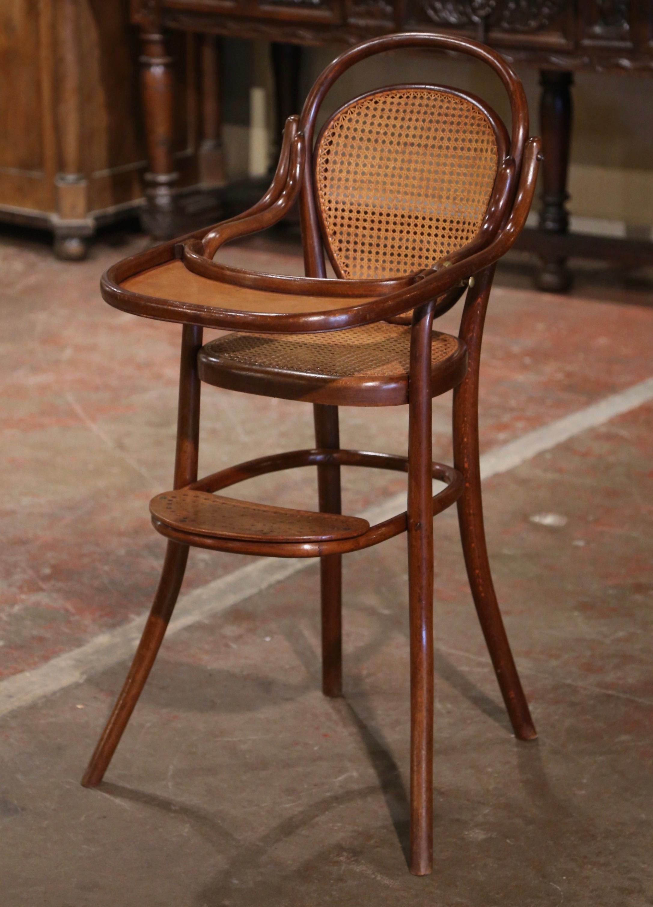 Early 20th Century French Bentwood and Cane High Baby Chair by M. Thonet In Excellent Condition In Dallas, TX