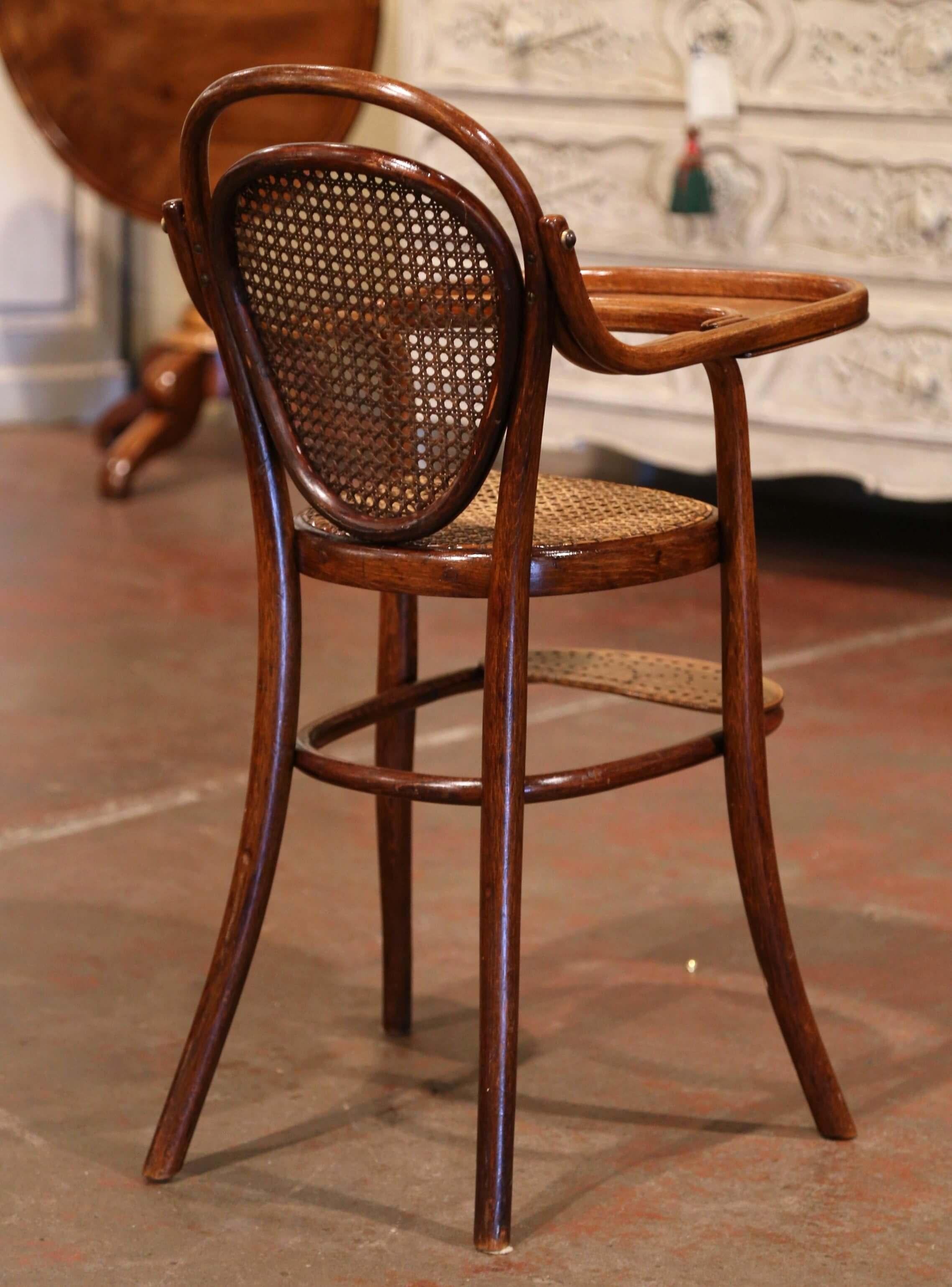 Early 20th Century French Bentwood and Cane High Baby Chair by M. Thonet For Sale 4