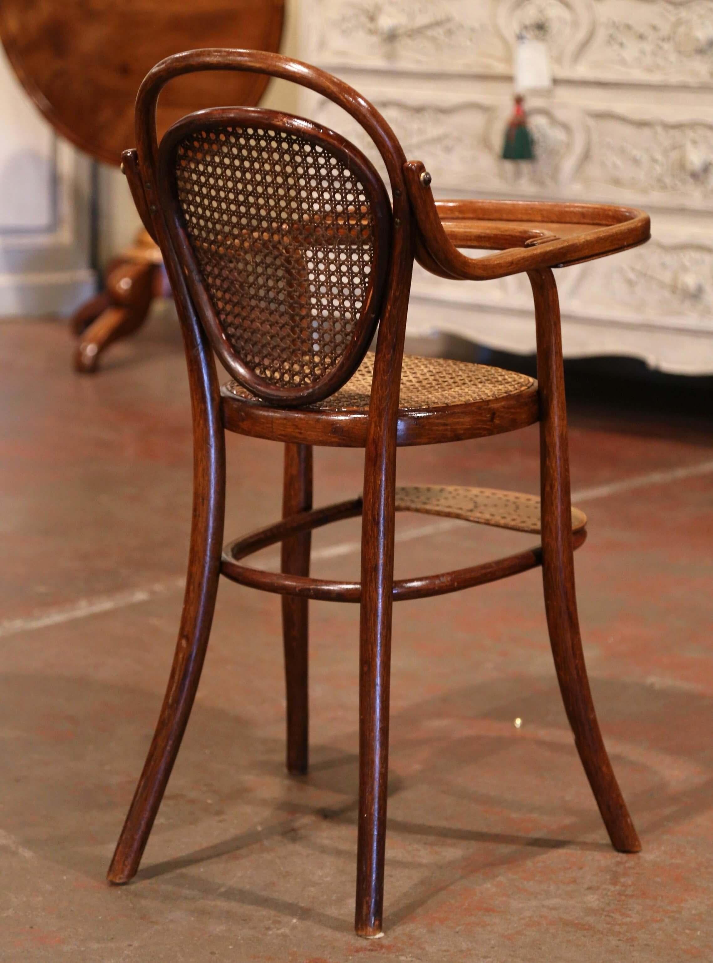 Early 20th Century French Bentwood and Cane High Baby Chair by M. Thonet 2