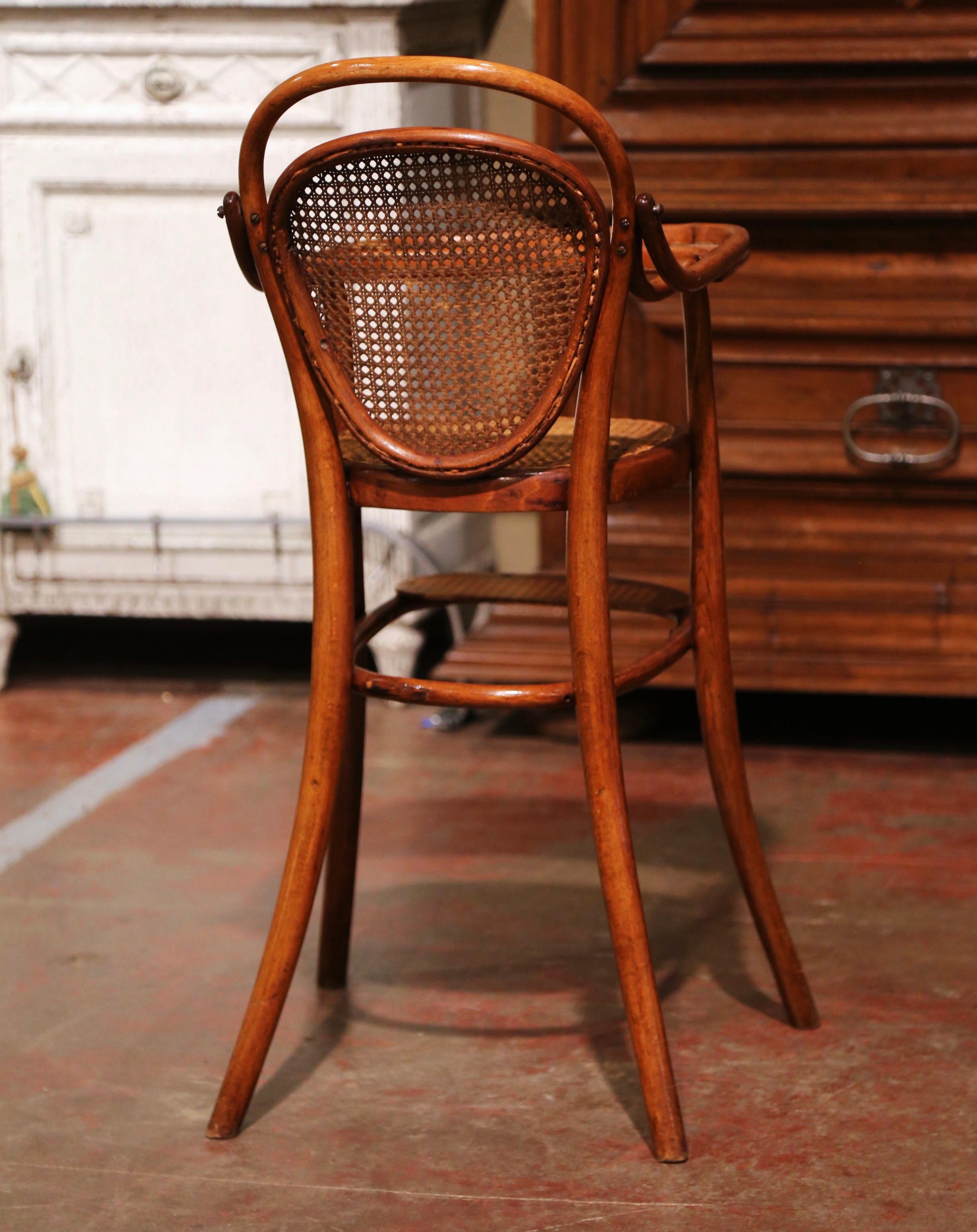 Early 20th Century French Bentwood and Cane High Baby Chair Thonet Style 4