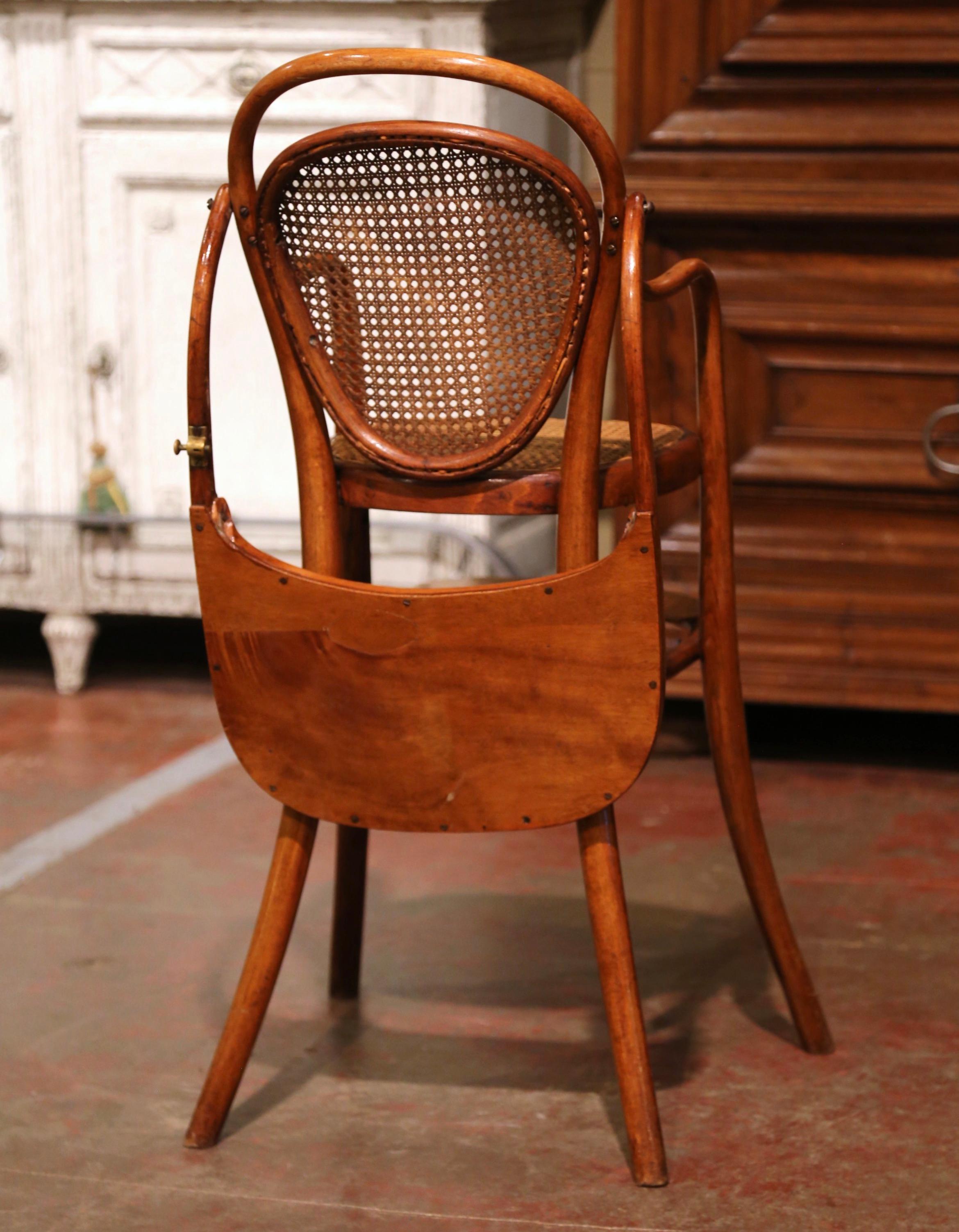 Early 20th Century French Bentwood and Cane High Baby Chair Thonet Style 5