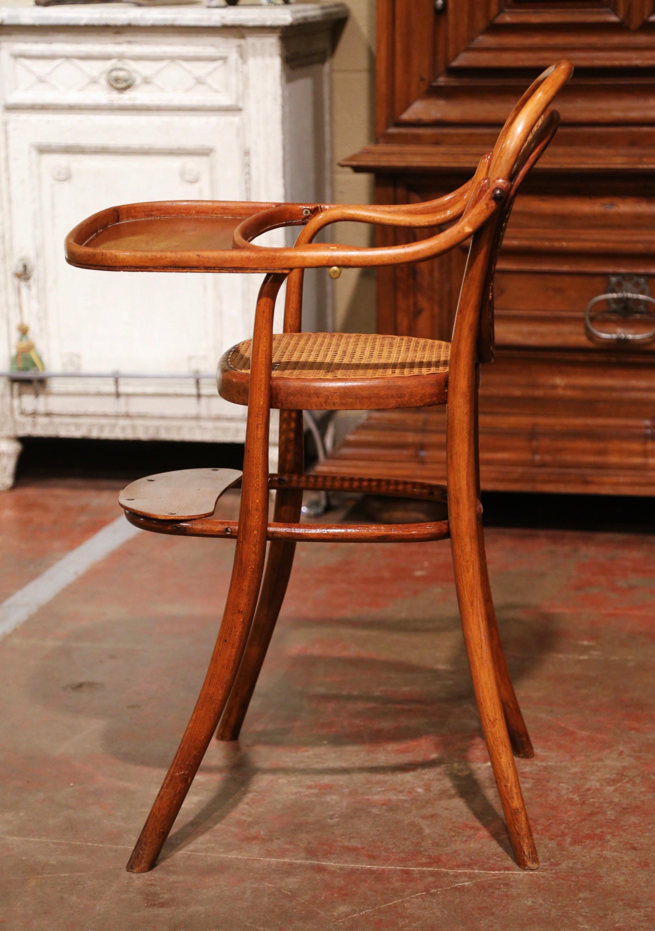 Early 20th Century French Bentwood and Cane High Baby Chair Thonet Style 6