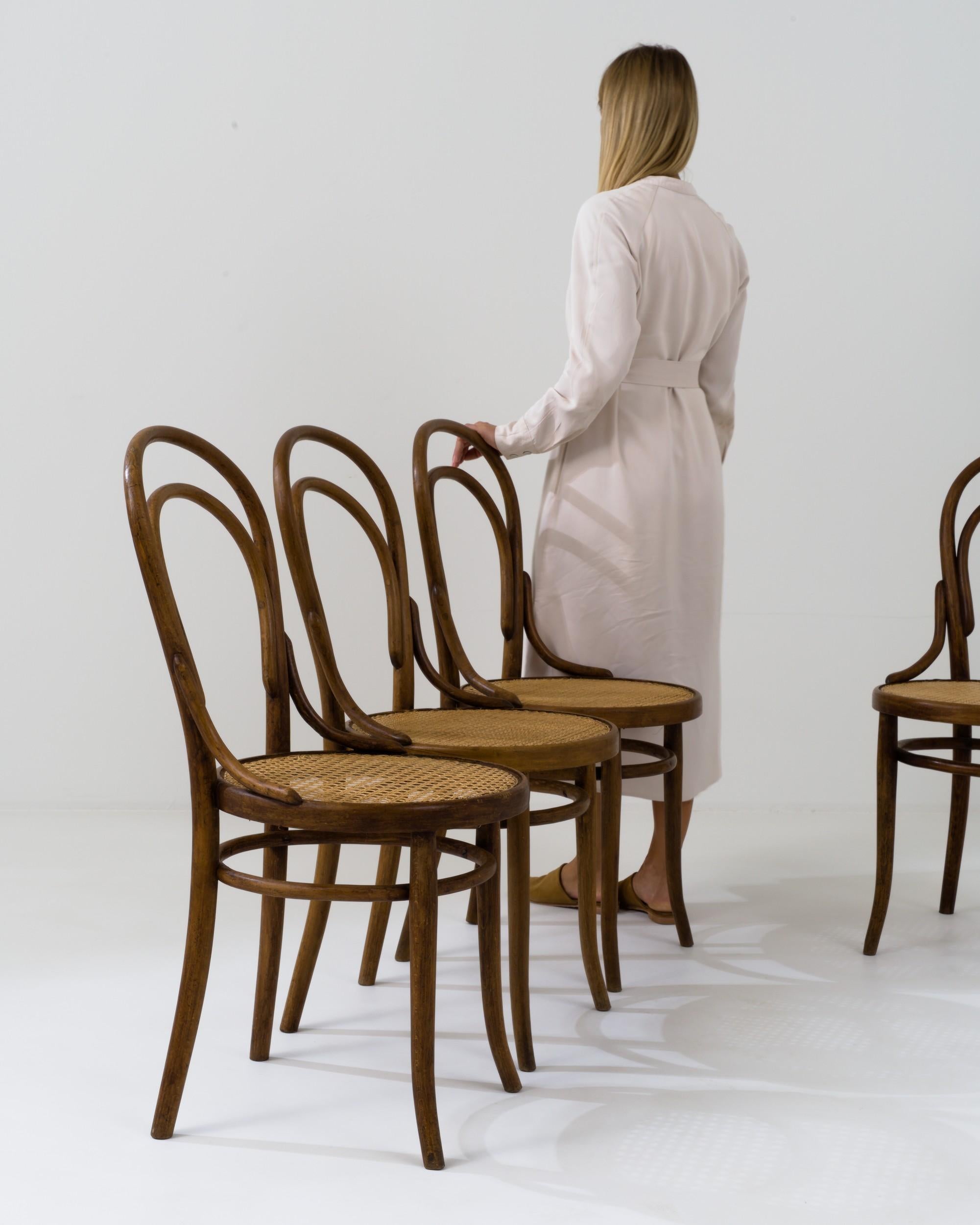 Early 20th Century French Bentwood Dining Chairs, Set of Four  For Sale 1