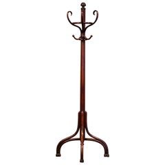 Antique Early 20th Century French Bentwood Free Standing Coat and Hat Rack Thonet Style