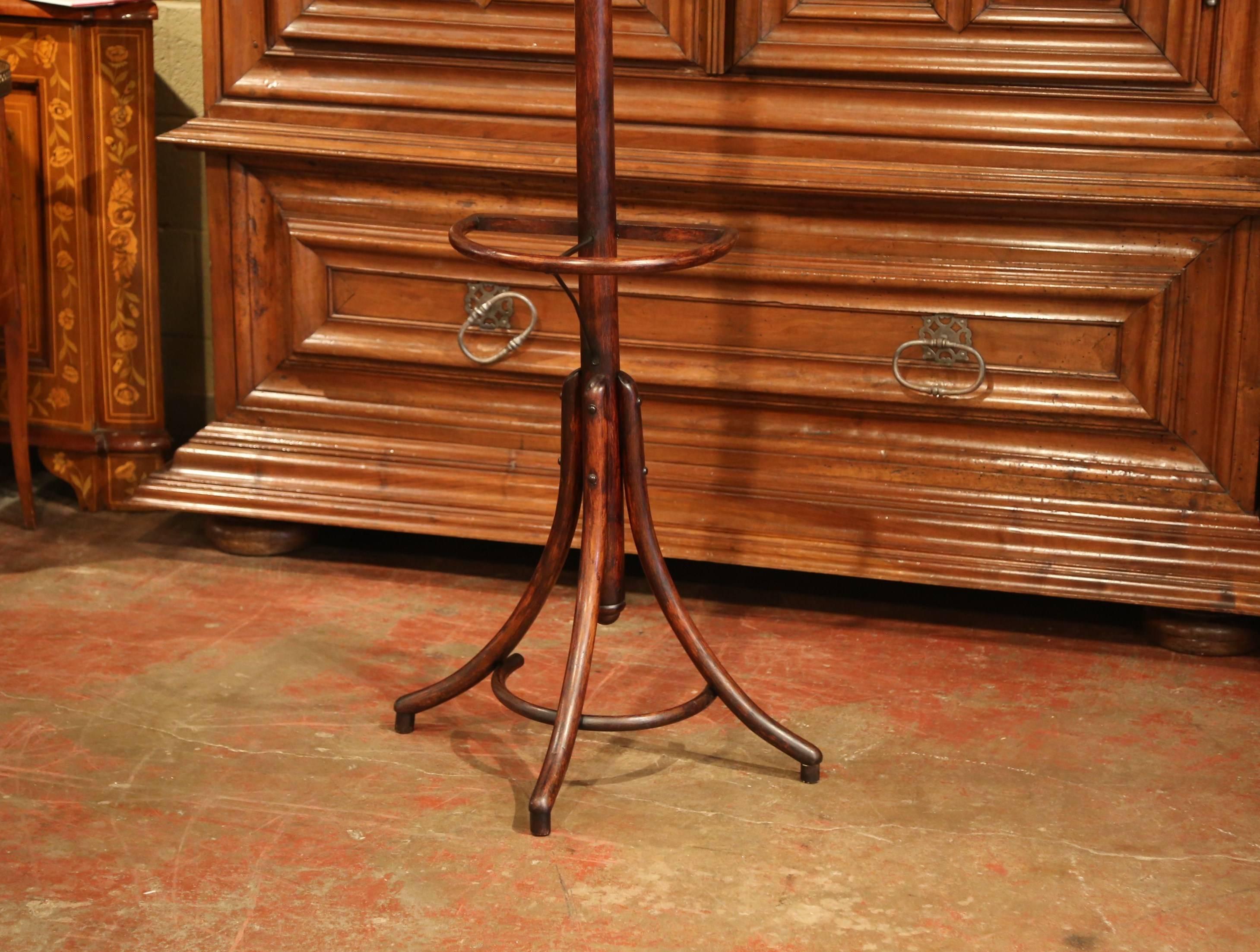 Early 20th Century French Bentwood Six Hooks Coat Rack Stand Thonet Style 2