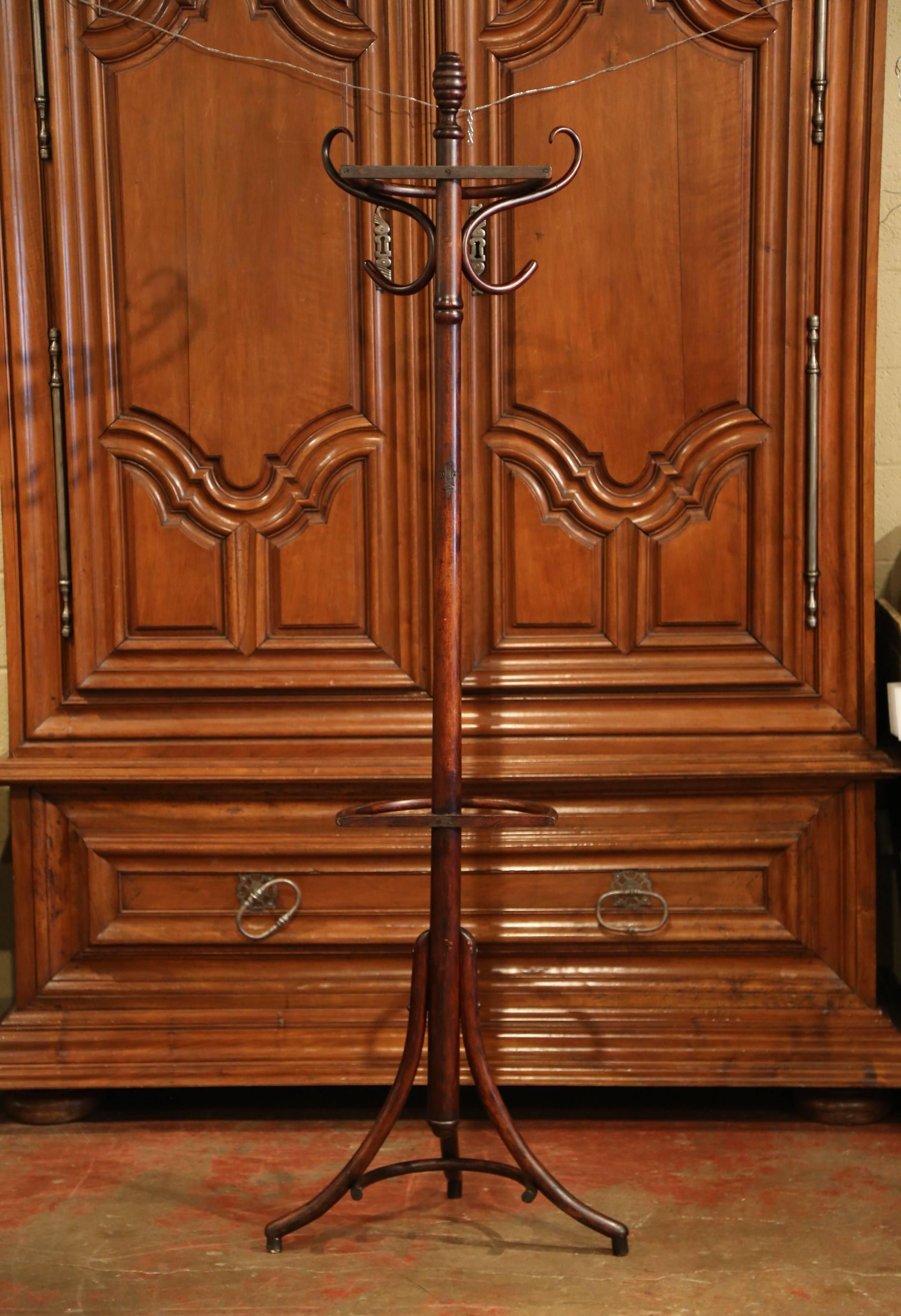 Early 20th Century French Bentwood Six Hooks Coat Rack Stand Thonet Style 3