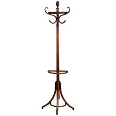 Early 20th Century French Bentwood Six Hooks Coat Rack Stand Thonet Style