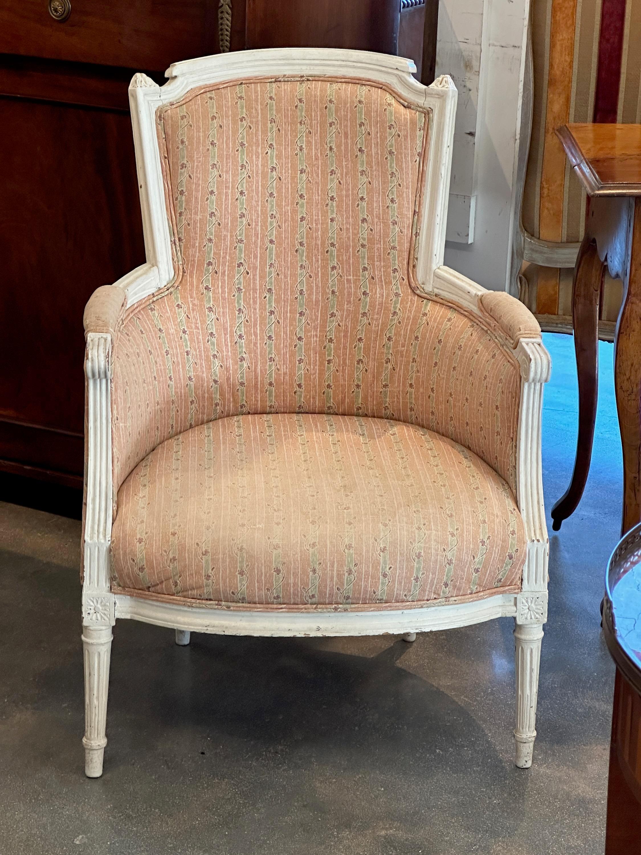 Upholstery Early 20th Century French Bergere Chair For Sale