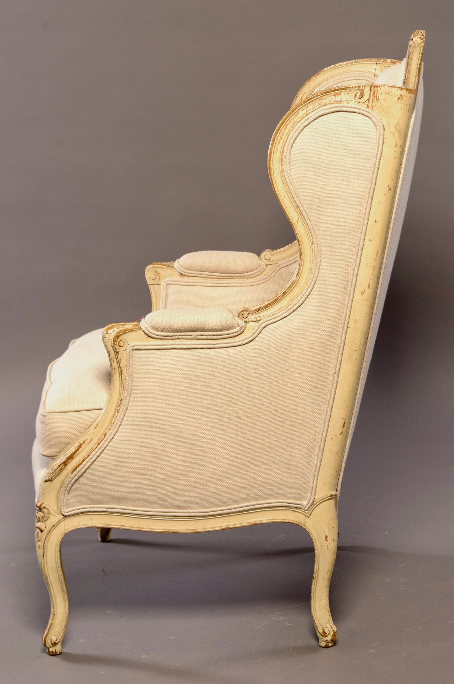 Early 20th Century French Bergère with New Upholstery In Good Condition In Troy, MI