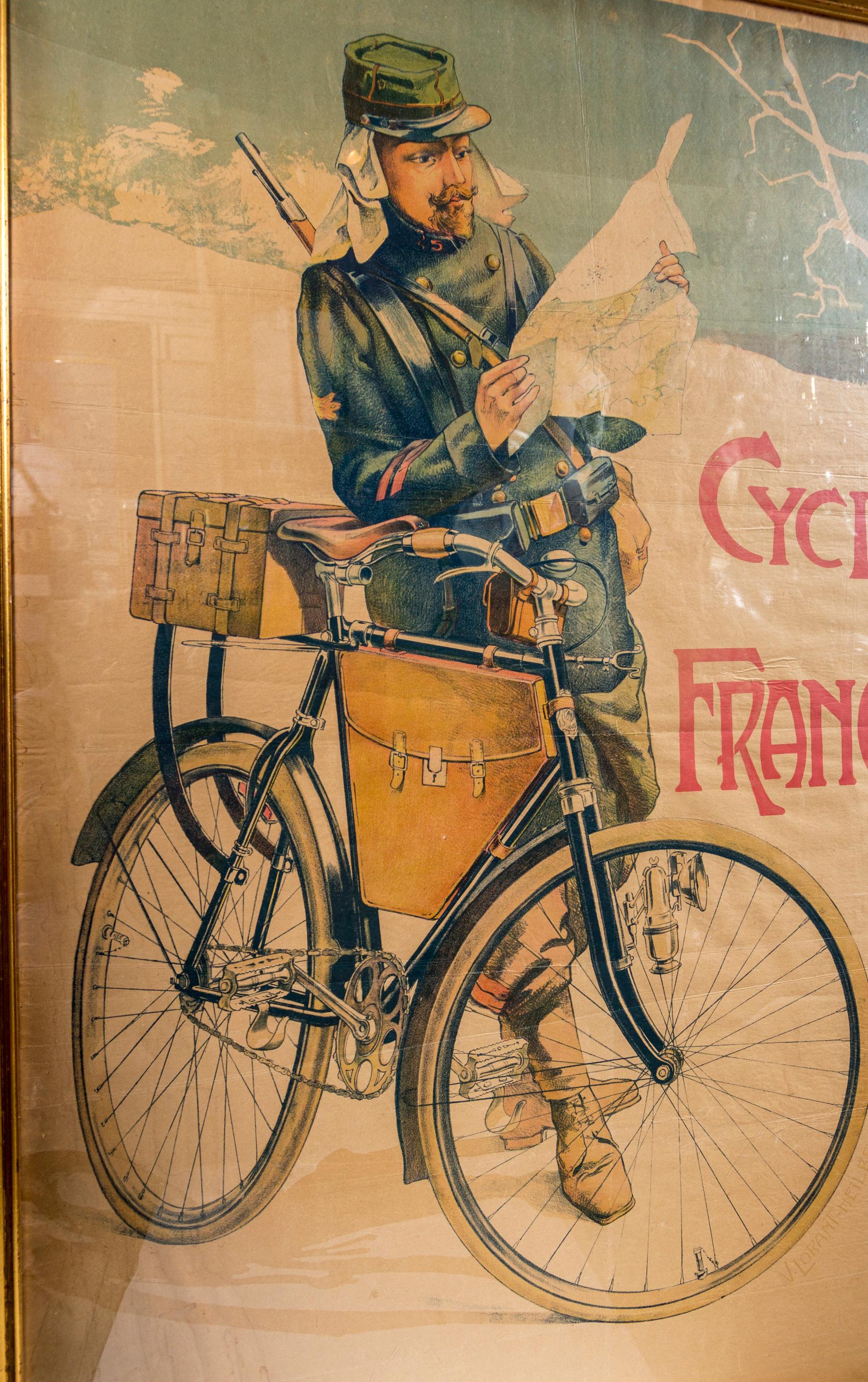 Paper Early 20th Century French Bicycle Poster For Sale