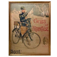 Antique Early 20th Century French Bicycle Poster