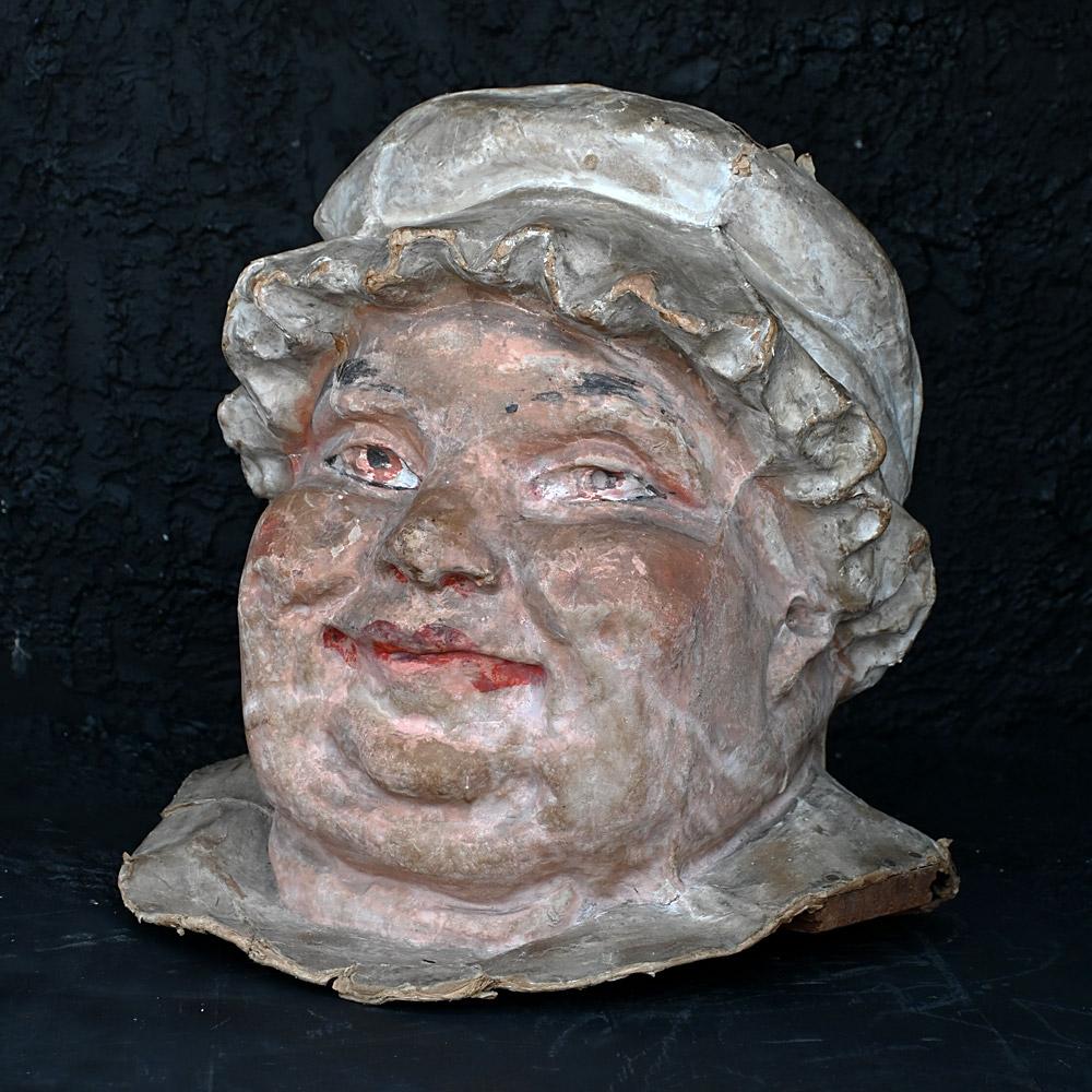 Early 20th Century French Big Mama Papier Mache Bakery Advertising Head Display 5