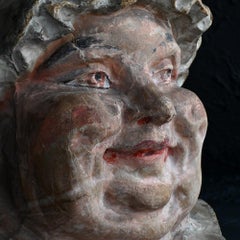 Early 20th Century French Big Mama Papier Mache Bakery Advertising Head Display