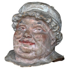Early 20th Century French Big Mama Papier Mache Bakery Advertising Head Display