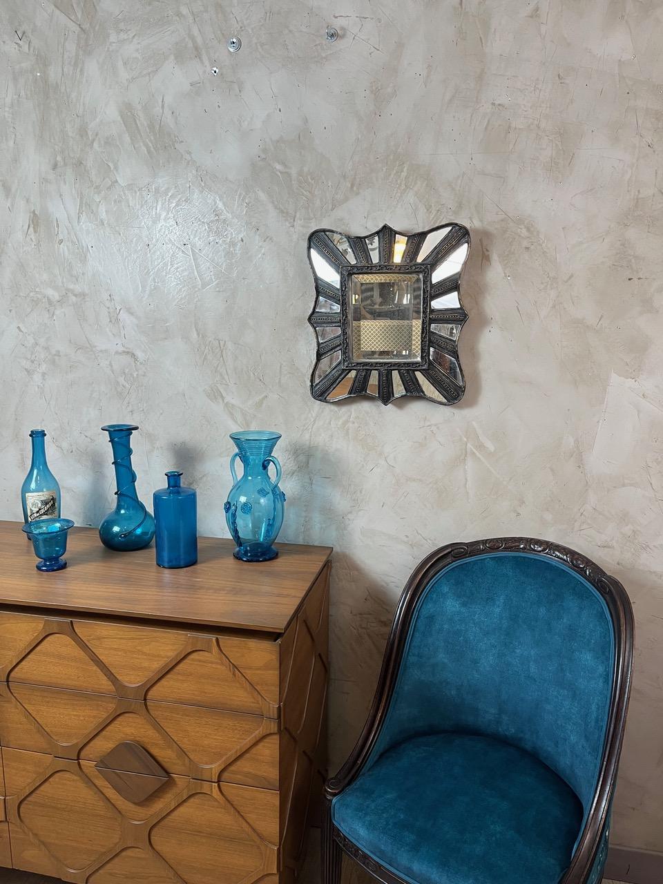 Vase en verre soufflé bleu de style Biot, début du 20e siècle, années 1900 en vente 8