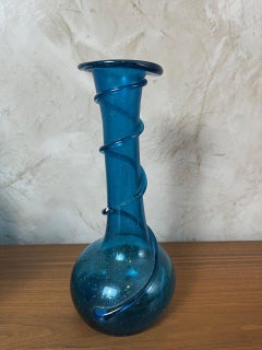 Early 20th century French Biot Style Blue Blown Glass Vase, 1900s
