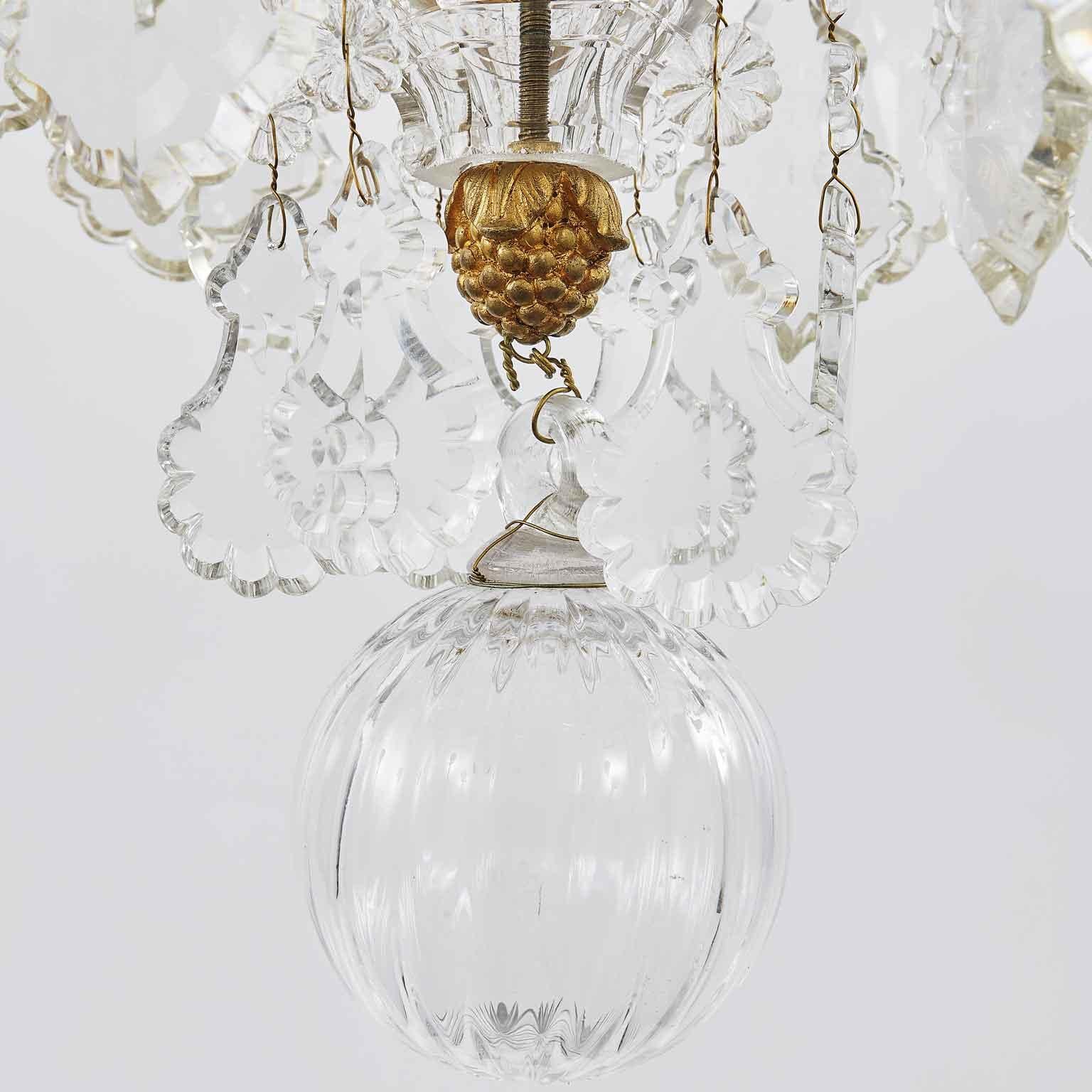 Early 20th Century French Birdcage Chandelier Ormolu with Crystal Spires For Sale 2