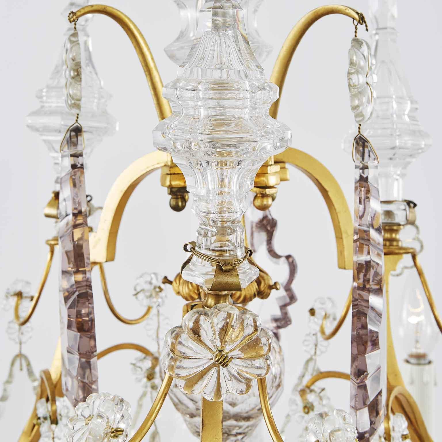 Französischer Vogelkäfig-Kronleuchter des frühen 20. Jahrhunderts Ormolu mit Kristallspitzen (Geschliffenes Glas) im Angebot