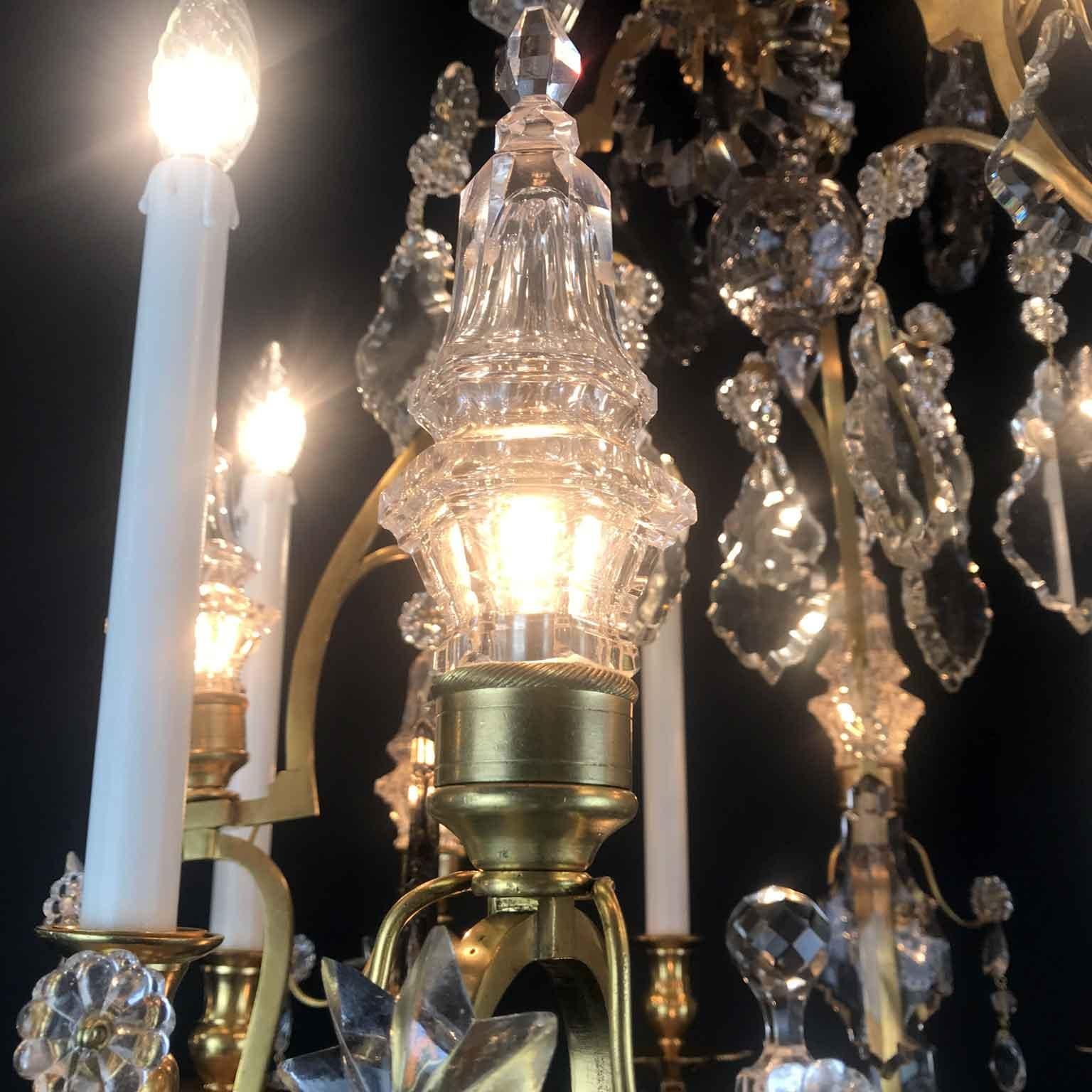 Early 20th Century French Birdcage Chandelier Ormolu with Crystal Spires For Sale 4