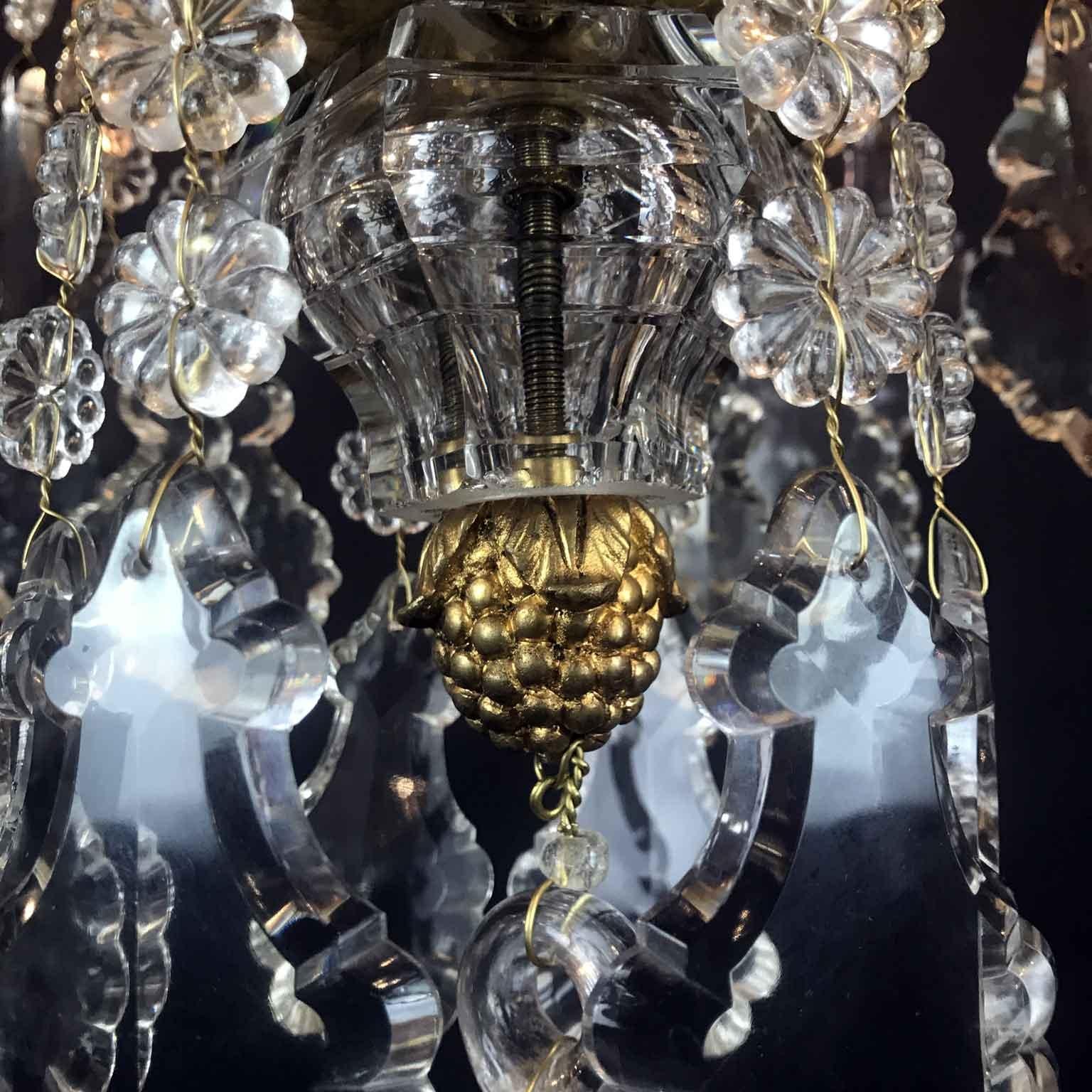 Early 20th Century French Birdcage Chandelier Ormolu with Crystal Spires For Sale 7