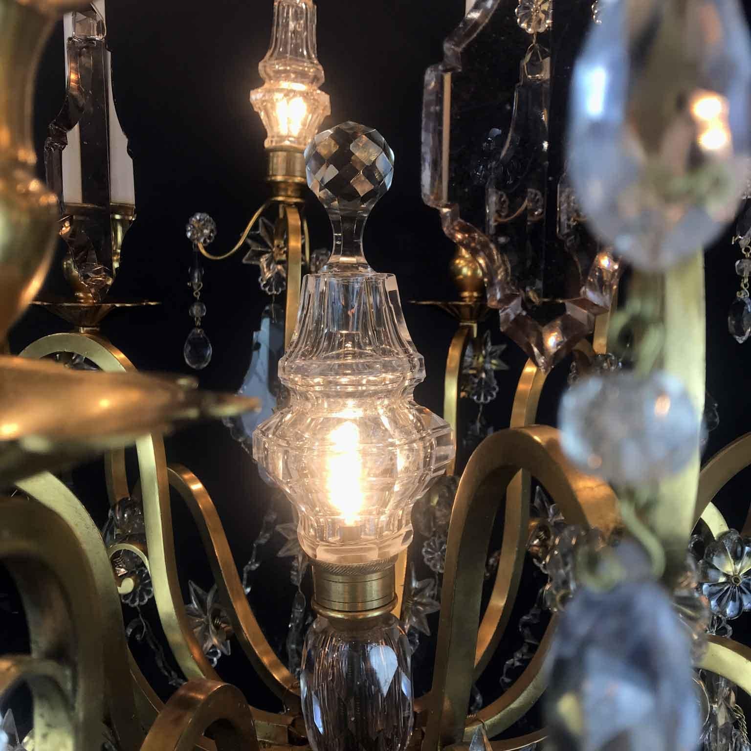 Early 20th Century French Birdcage Chandelier Ormolu with Crystal Spires For Sale 6