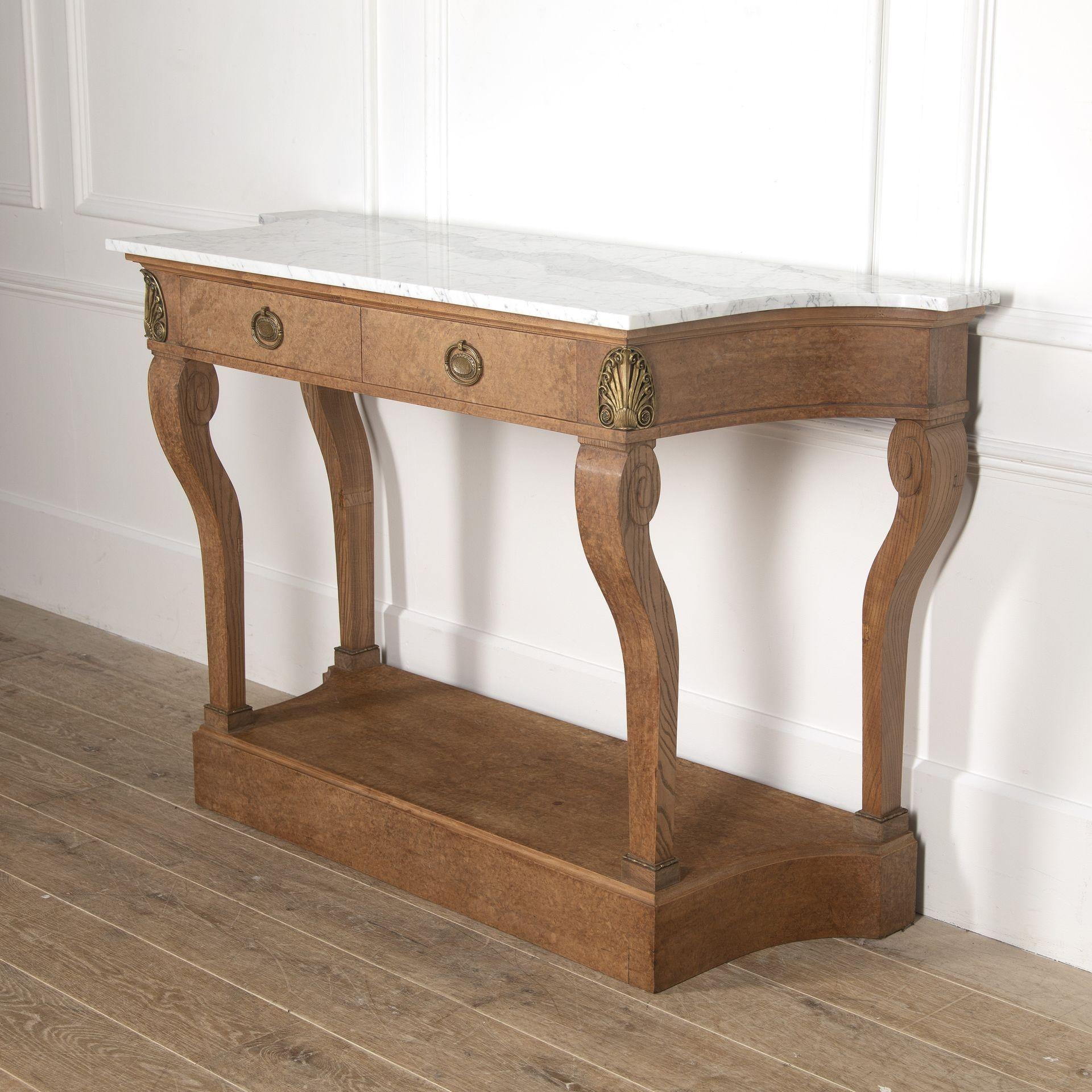Country Early 20th Century French Birds-Eye Maple Console Table en vente