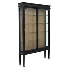 Antique Early 20th Century French Black Patinated Vitrine