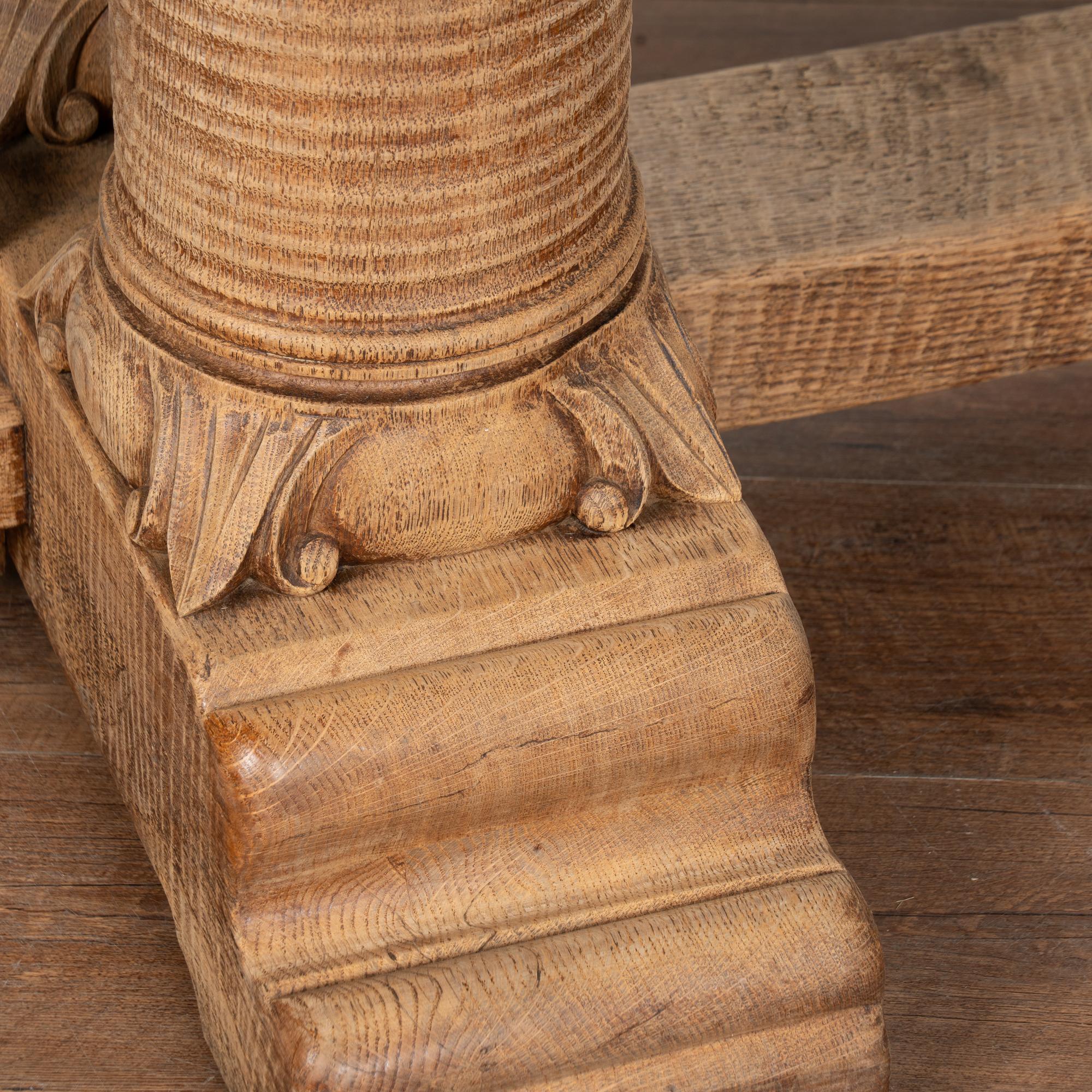 Table console de salle à manger en chêne blanchi, début du 20e siècle, France en vente 4