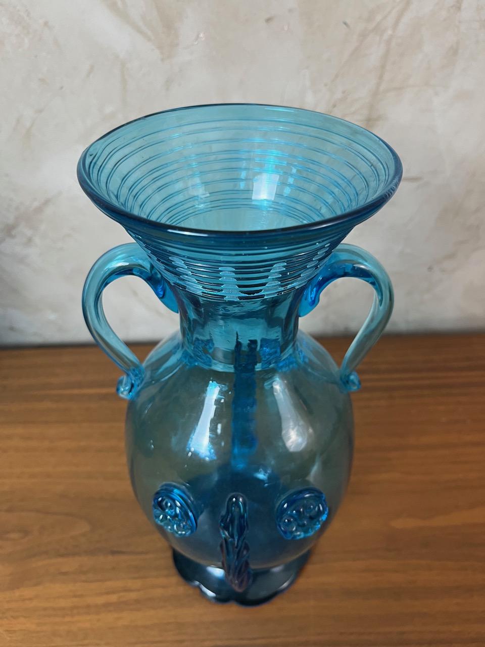Verre soufflé bleu français du début du 20e siècle, années 1900 en vente 7