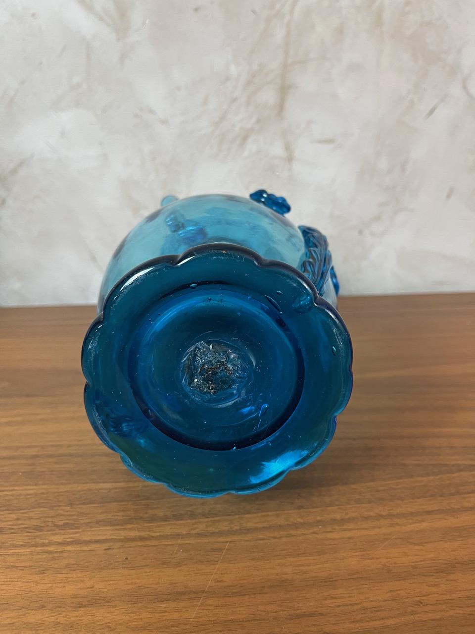 Verre soufflé bleu français du début du 20e siècle, années 1900 en vente 8
