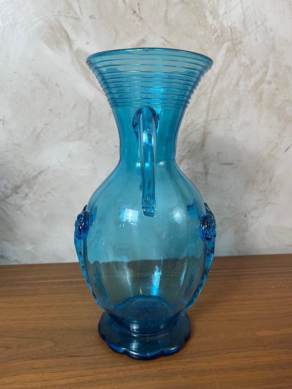 Verre brun Verre soufflé bleu français du début du 20e siècle, années 1900 en vente