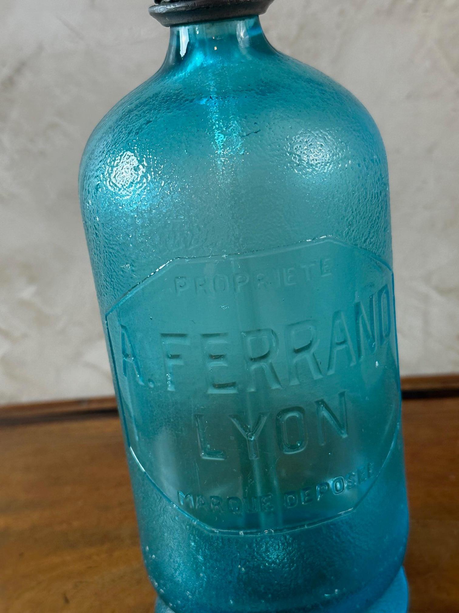 Early 20th Century Early 20th century French Blue Glass Siphon Bottle, 1900s