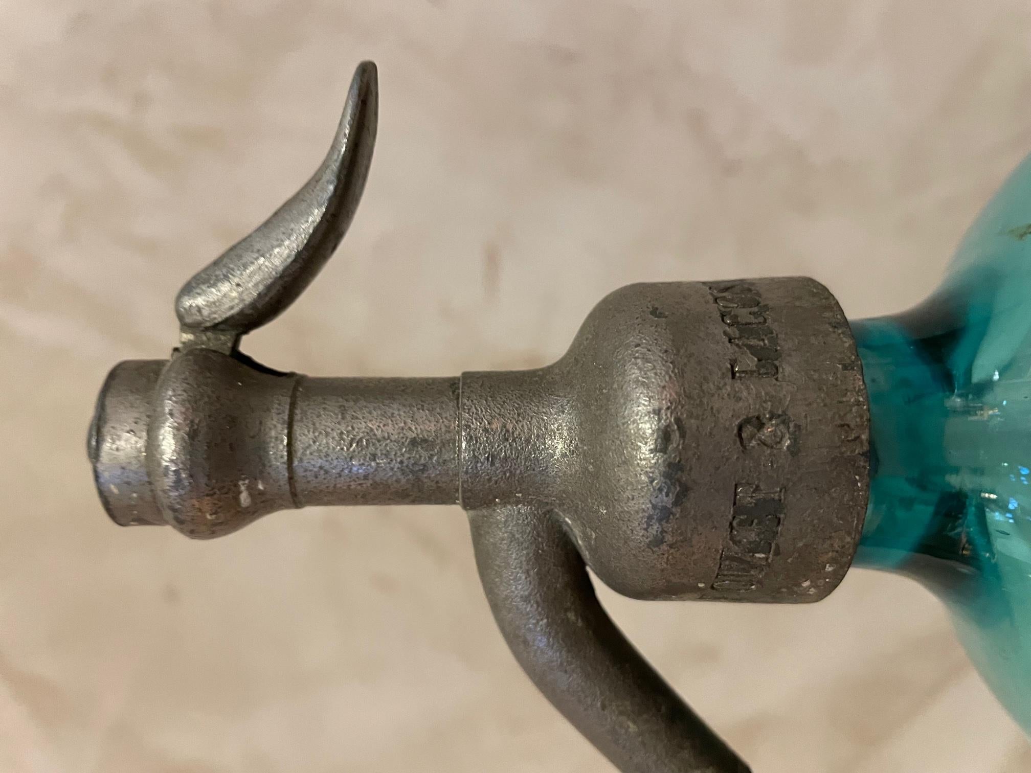 Early 20th Century French Blue Glass Siphon Bottle, 1900s 1