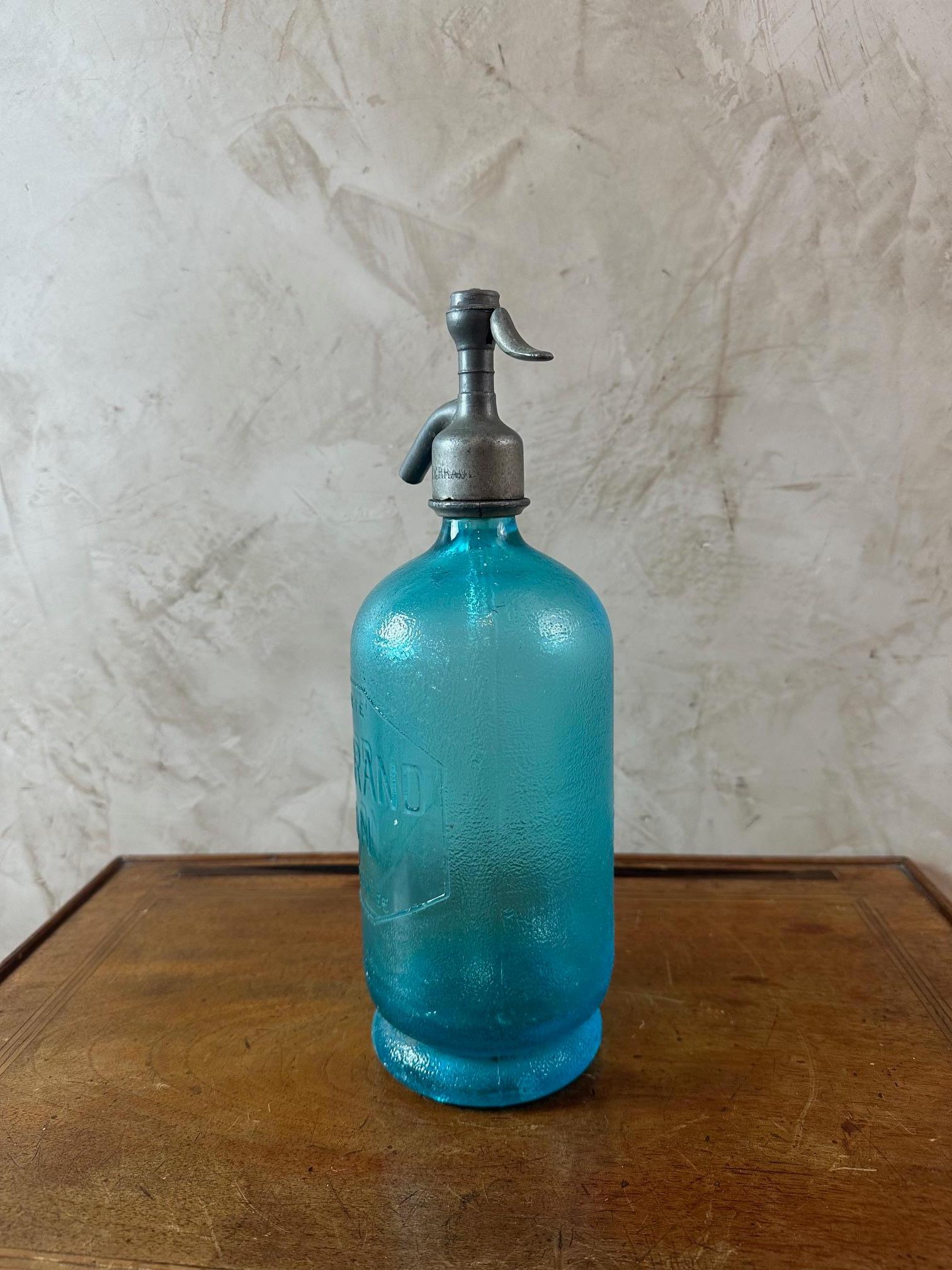 Early 20th century French Blue Glass Siphon Bottle, 1900s 2