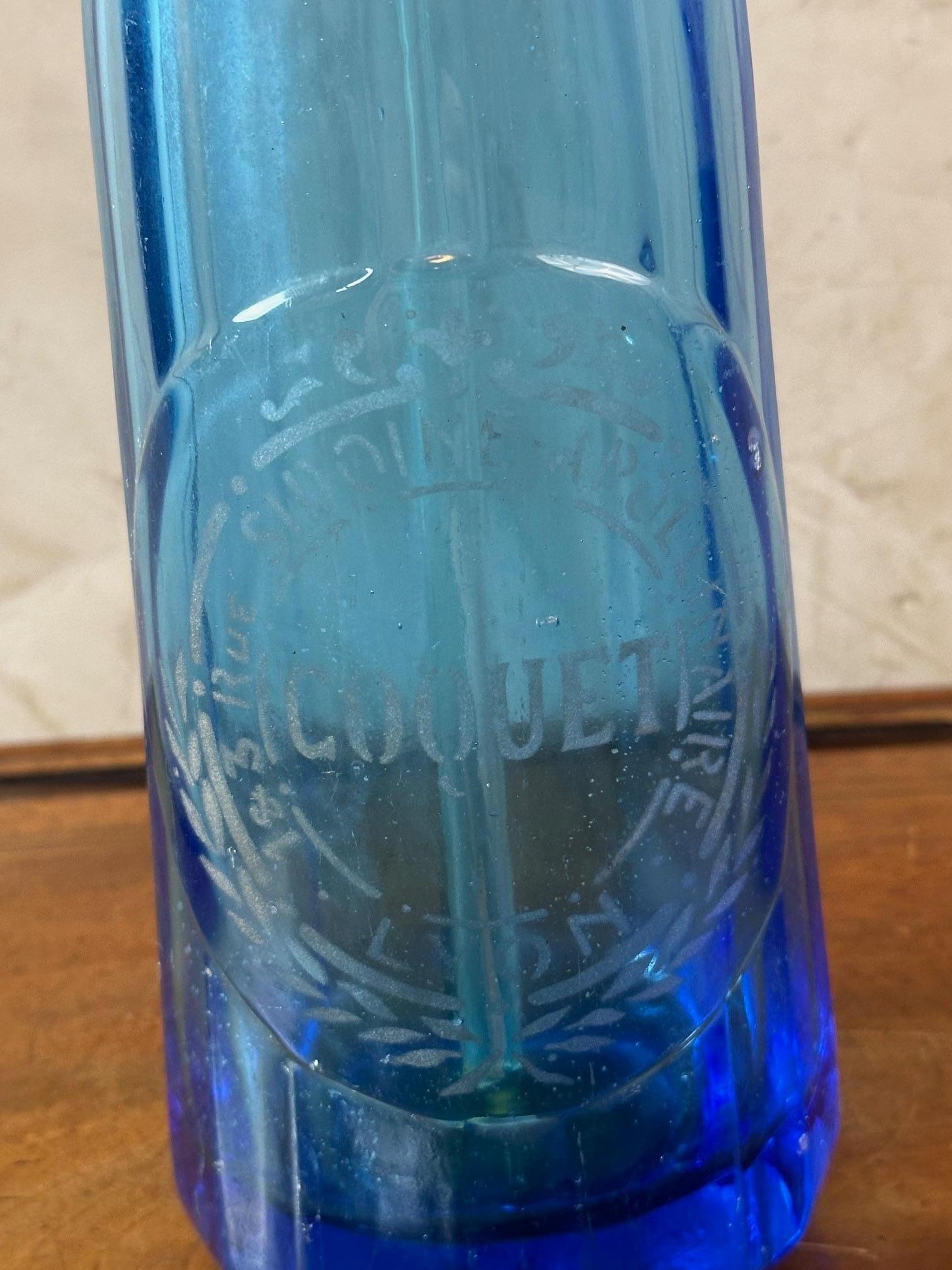Early 20th century French Blue Glass Siphon Bottle, 1900s 3