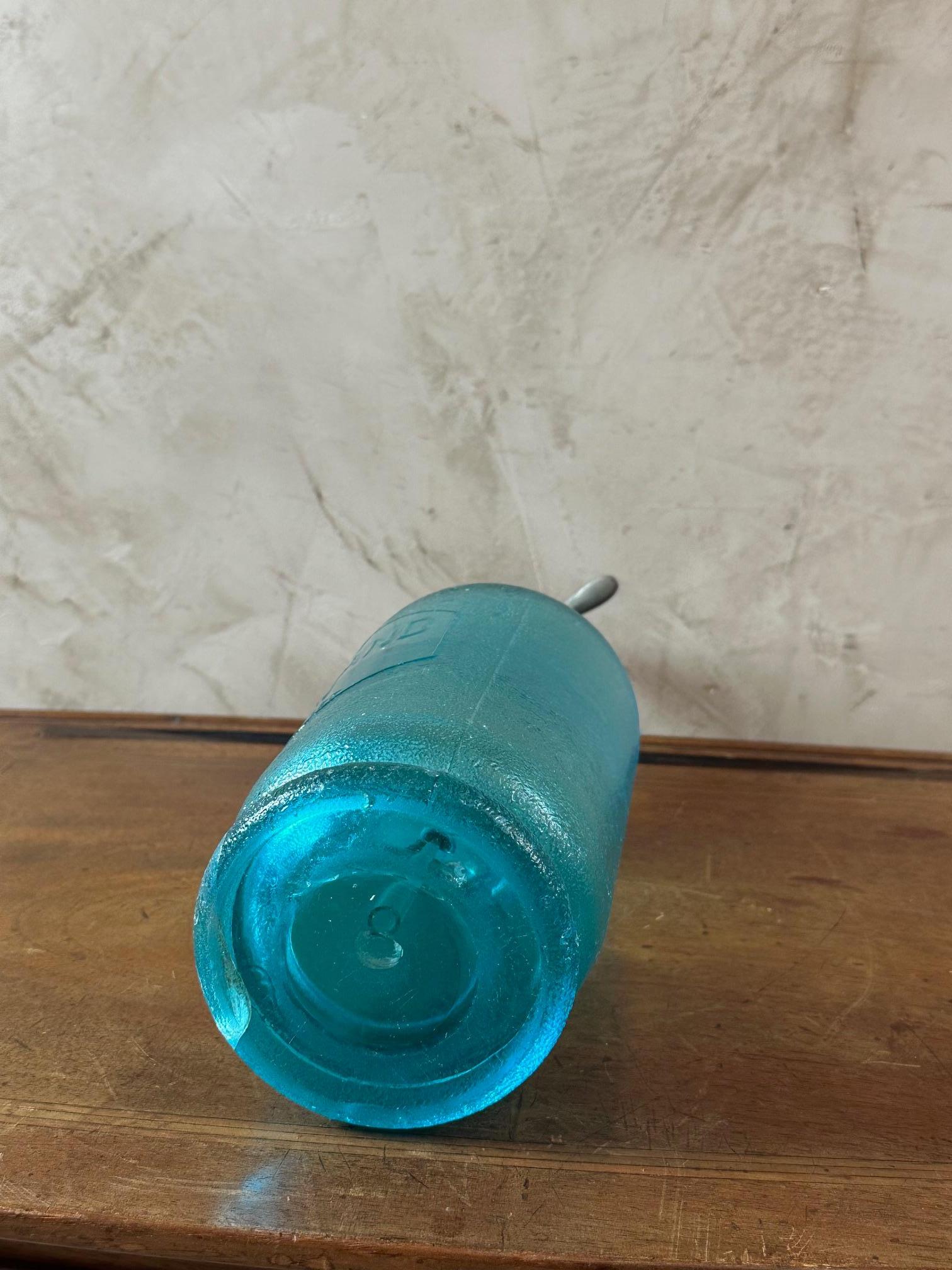 Early 20th century French Blue Glass Siphon Bottle, 1900s 5