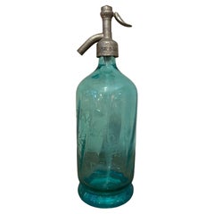 Early 20th Century French Blue Glass Siphon Bottle, 1900s
