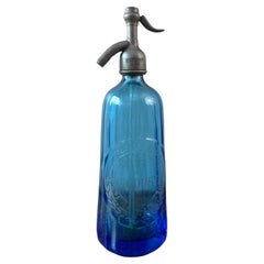 Early 20th century French Blue Glass Siphon Bottle, 1900s