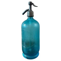 Early 20th century French Blue Glass Siphon Bottle, 1900s