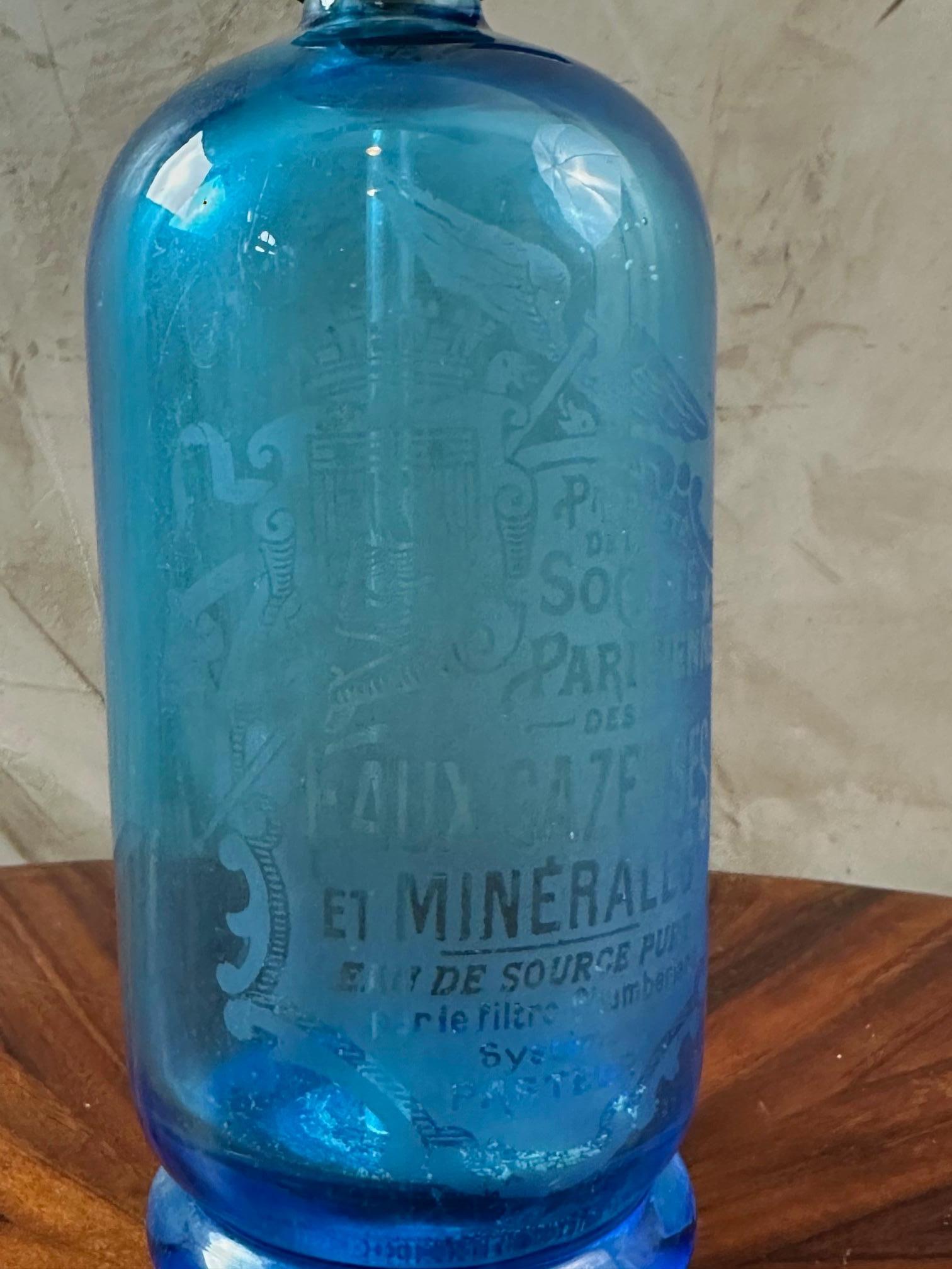 Early 20th Century Early 20th century French Blue Syphon Bottle, 1900s