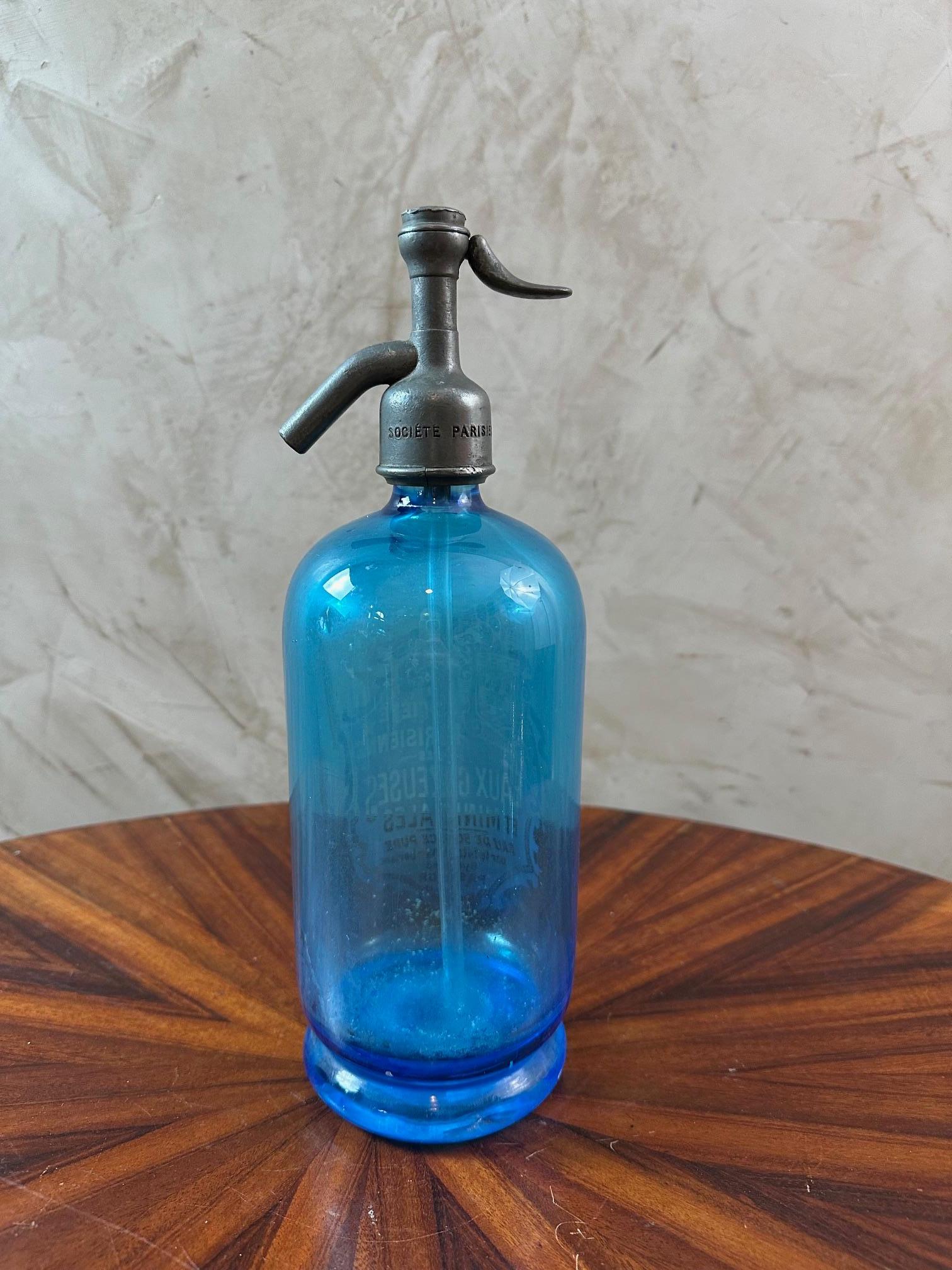 Early 20th century French Blue Syphon Bottle, 1900s 1