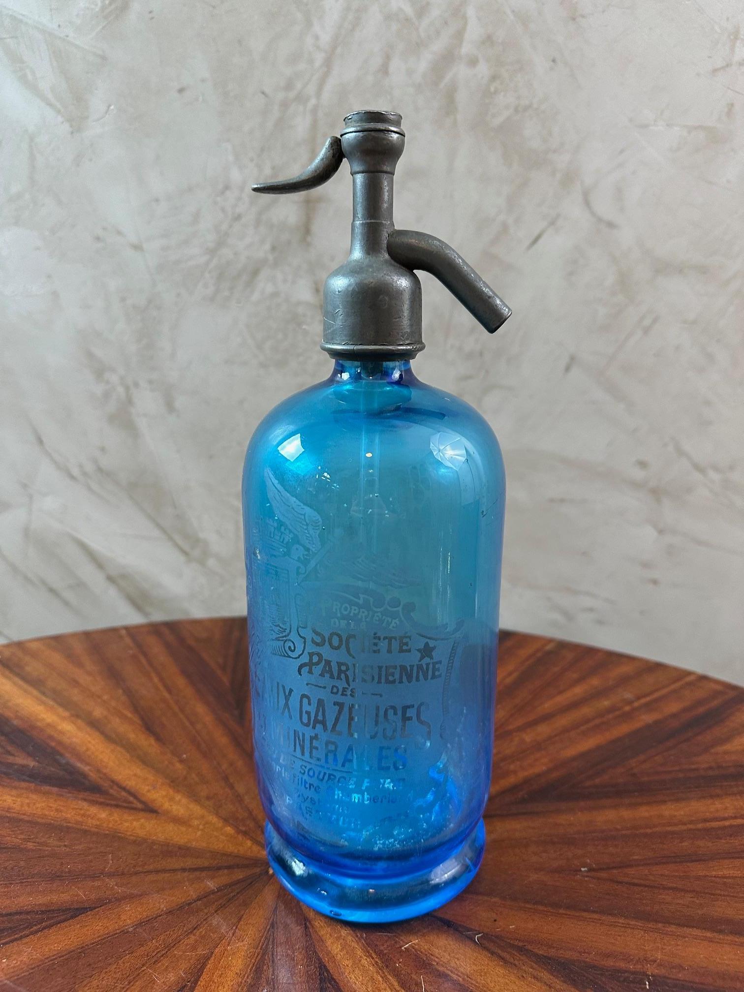 Early 20th century French Blue Syphon Bottle, 1900s 2