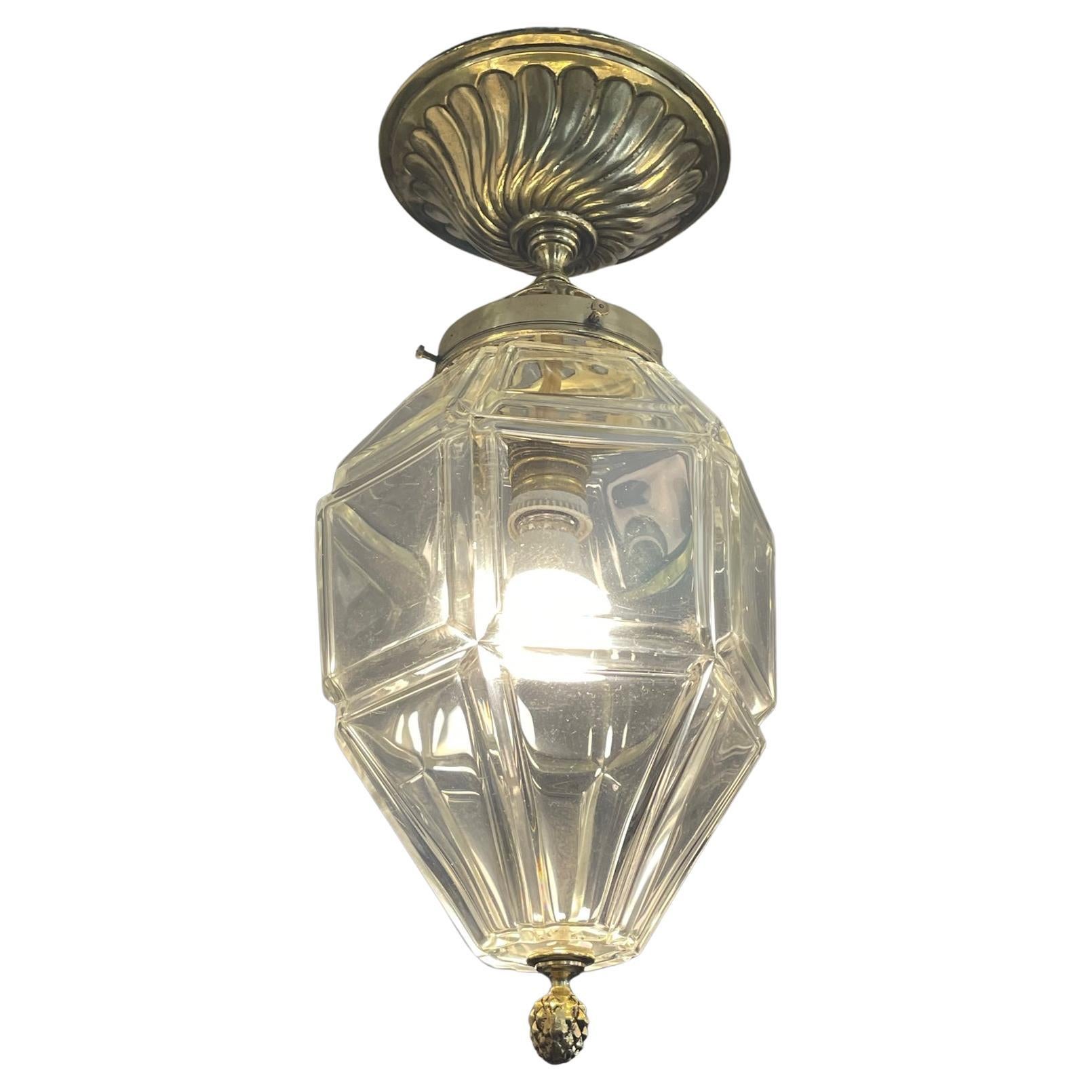 Early 20th Century French Brass and Beveled Glass