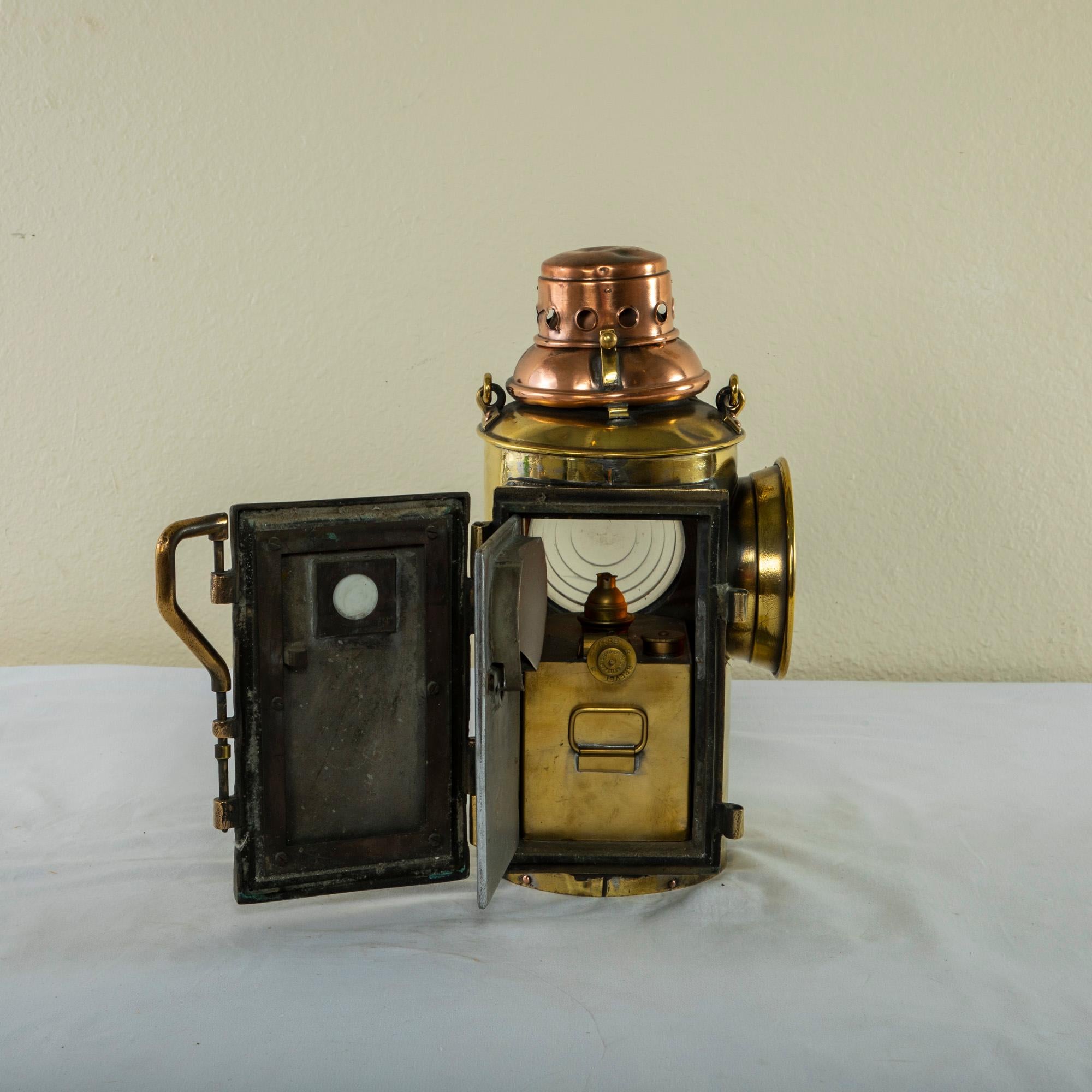Early 20th Century French Brass and Copper Railroad Signal Lantern 8