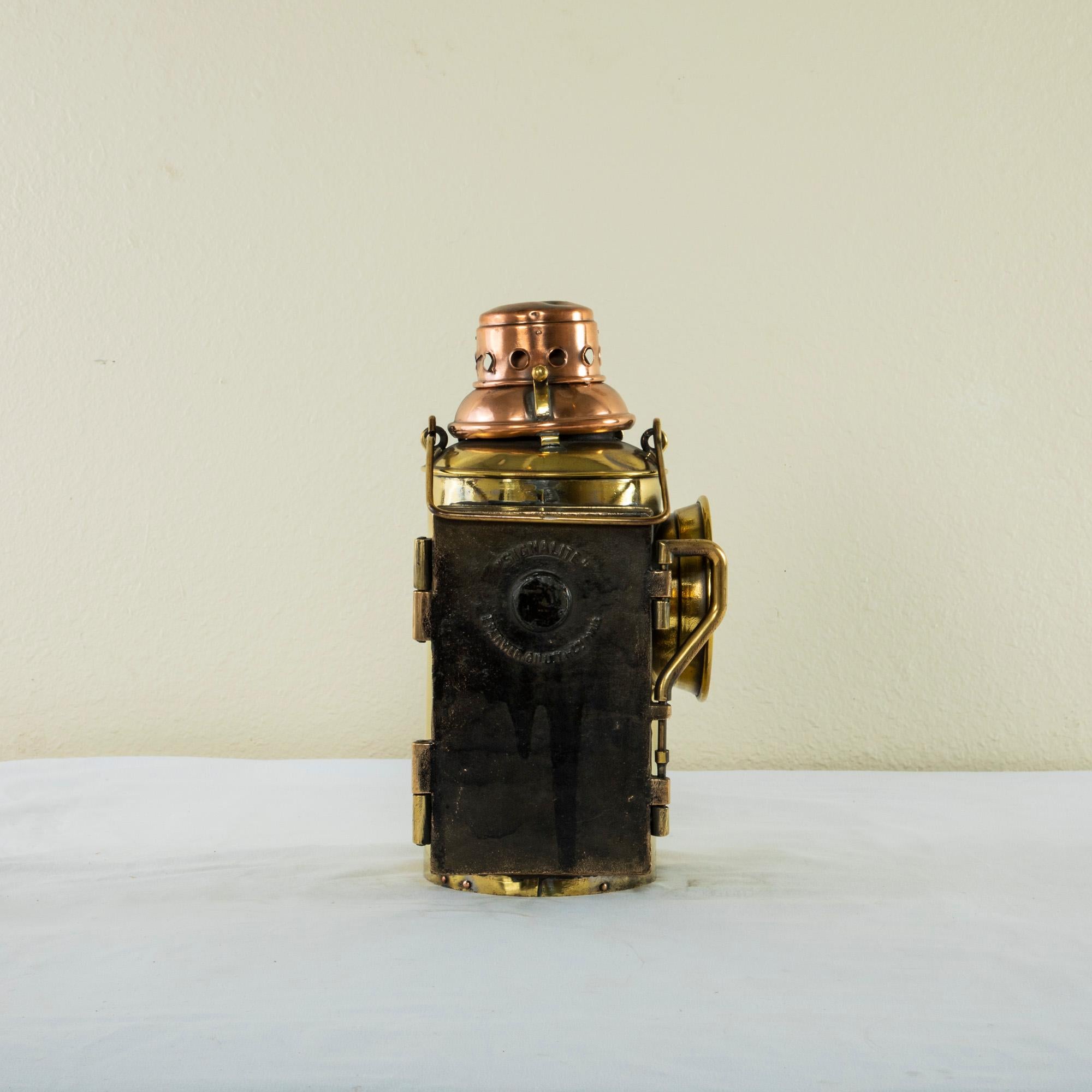 Early 20th Century French Brass and Copper Railroad Signal Lantern 1