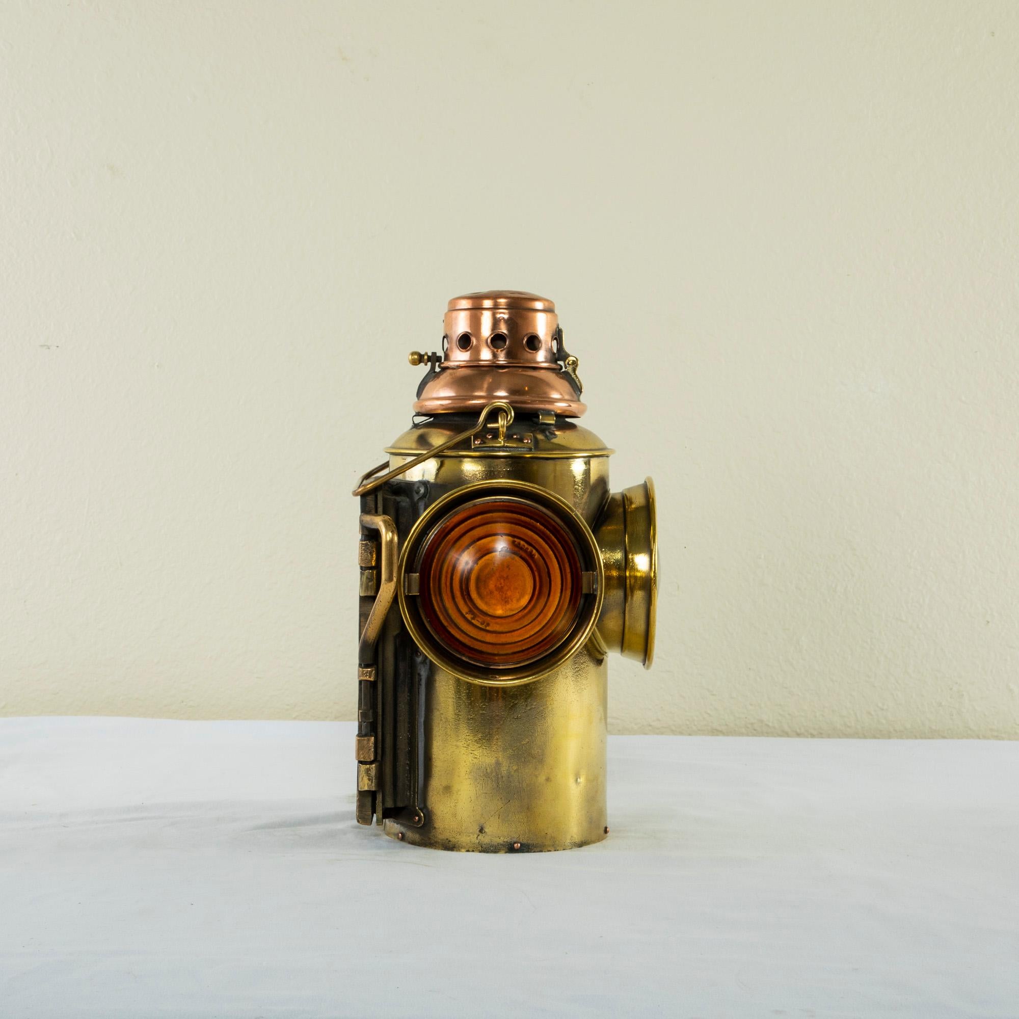 Early 20th Century French Brass and Copper Railroad Signal Lantern 2